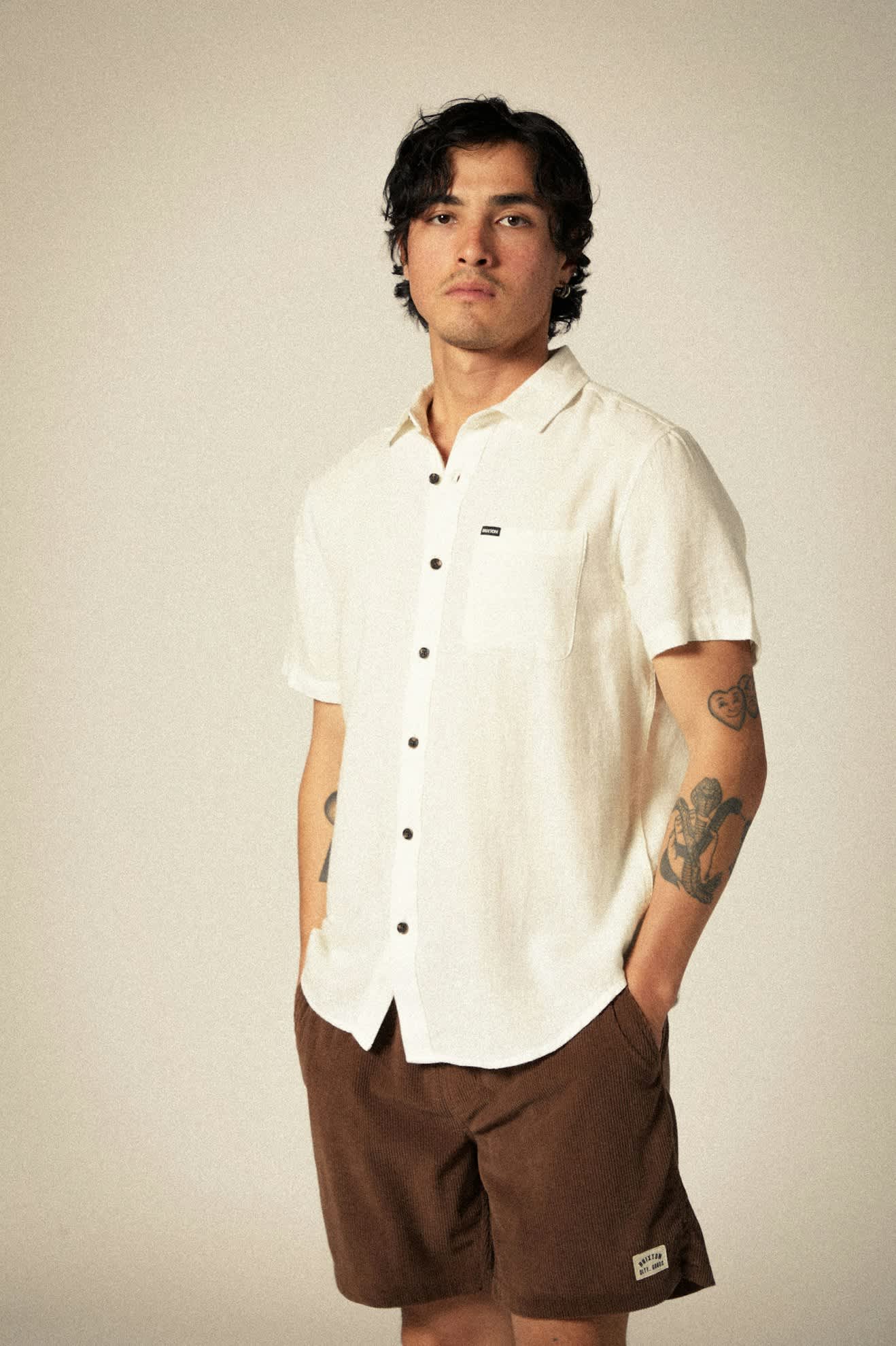 Organic Cotton Linen Blend Short Sleeve Shirt for Men - Breathable Summer Casual Top in Egret White | Perfect for Beach Outings, Vacation Wear & Everyday Comfort