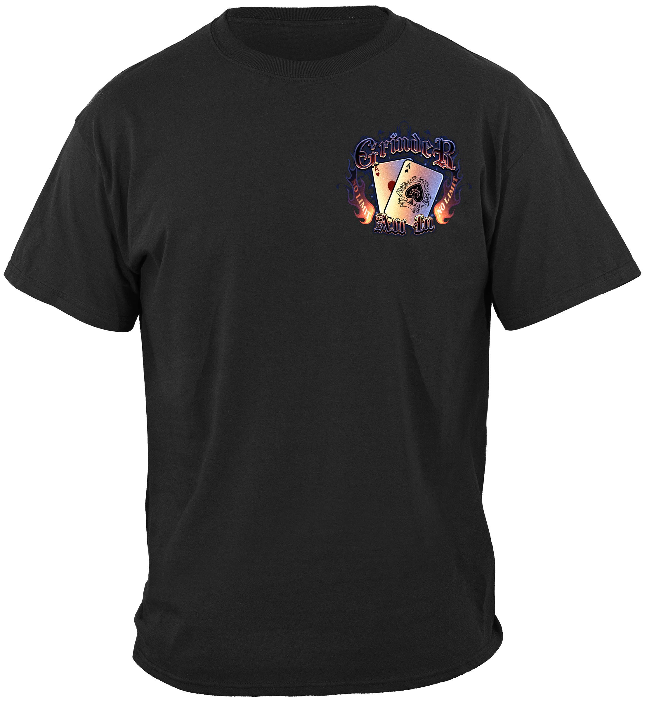 Unisex Poker Short Sleeve T-Shirt - 100% Cotton Casual Tee - Grinder Poker Design for Men & Women (Black) - Perfect for Casino Nights, Poker Tournaments & Casual Wear