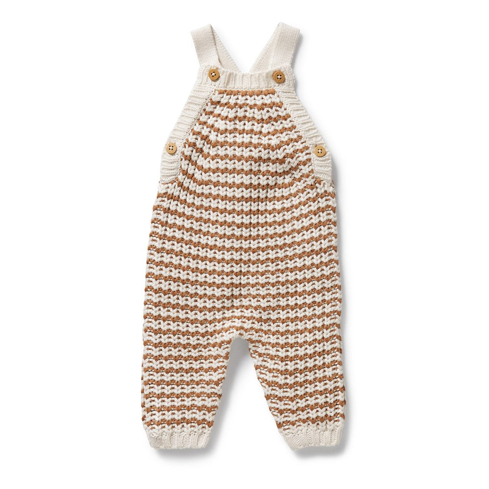 Organic Cinnamon Stripe Knitted Baby Overalls - Soft & Comfortable Cotton Jumpsuit for Infants & Toddlers (0-24 Months) - Perfect for Playtime, Nursery & Photo Shoots