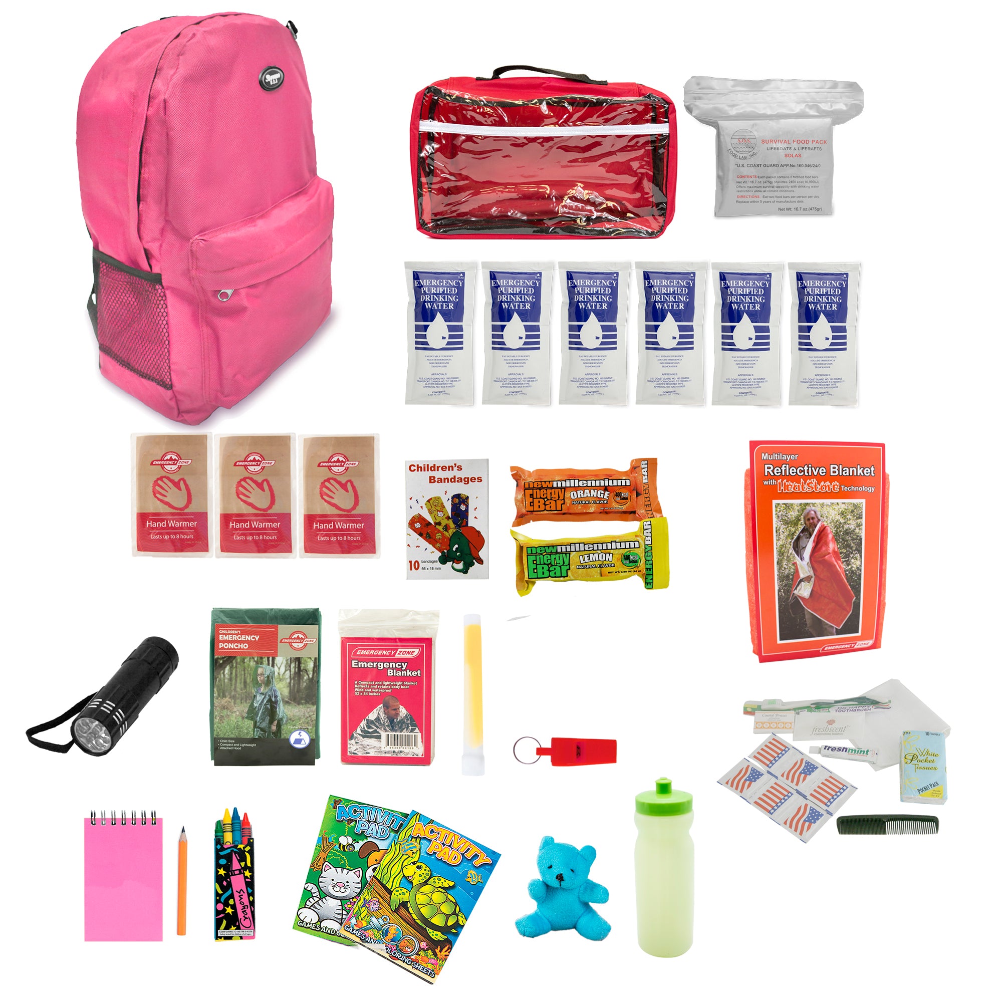 Keep Me Safe 72-Hour Emergency Survival Kit for Kids - Compact & Lightweight (Multiple Colors) - Perfect for School, Camping, and Natural Disasters