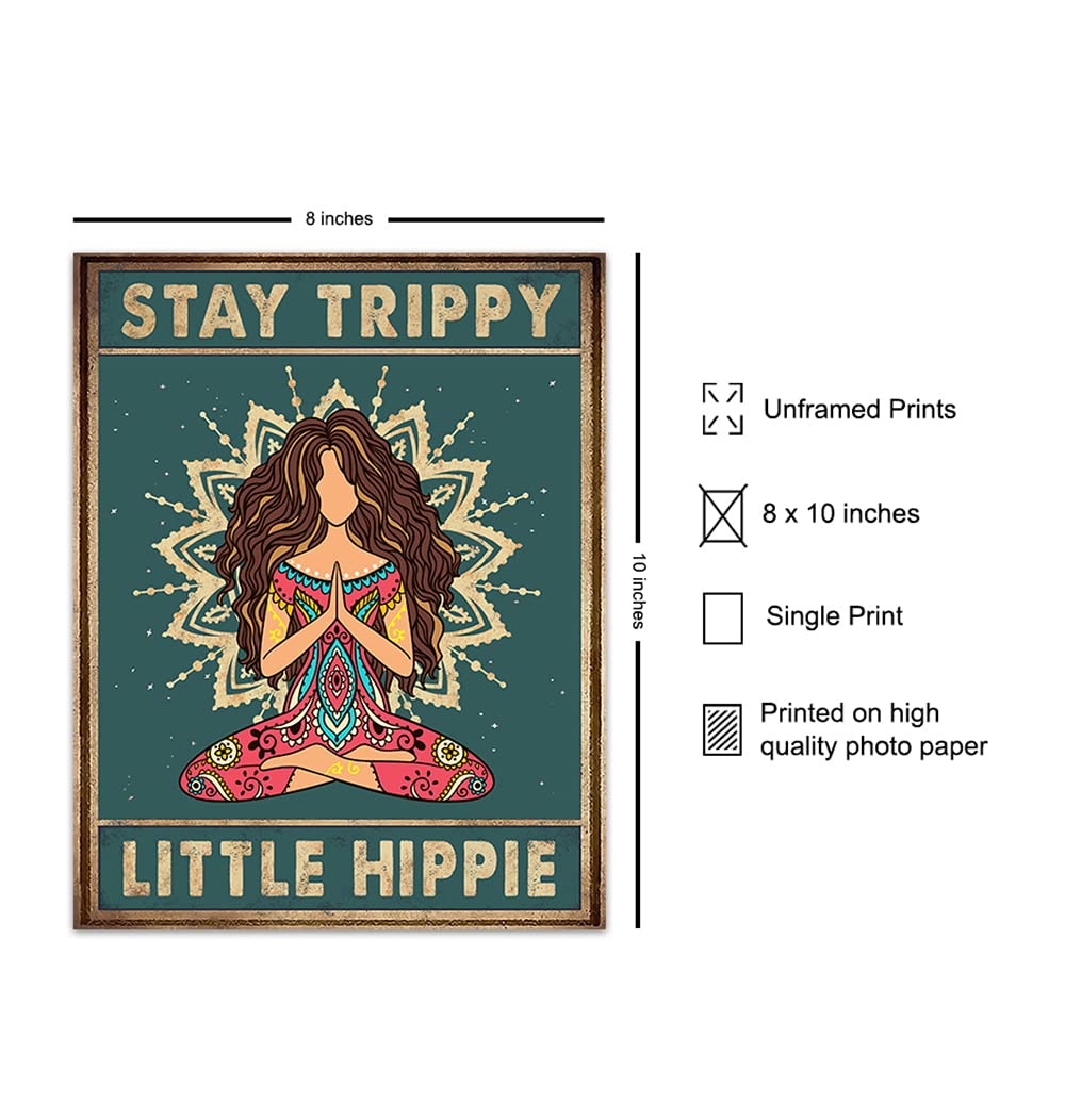 Trippy Hippie Wall Decor - Boho Art for Women & Girls - Zen Meditation Room Decor