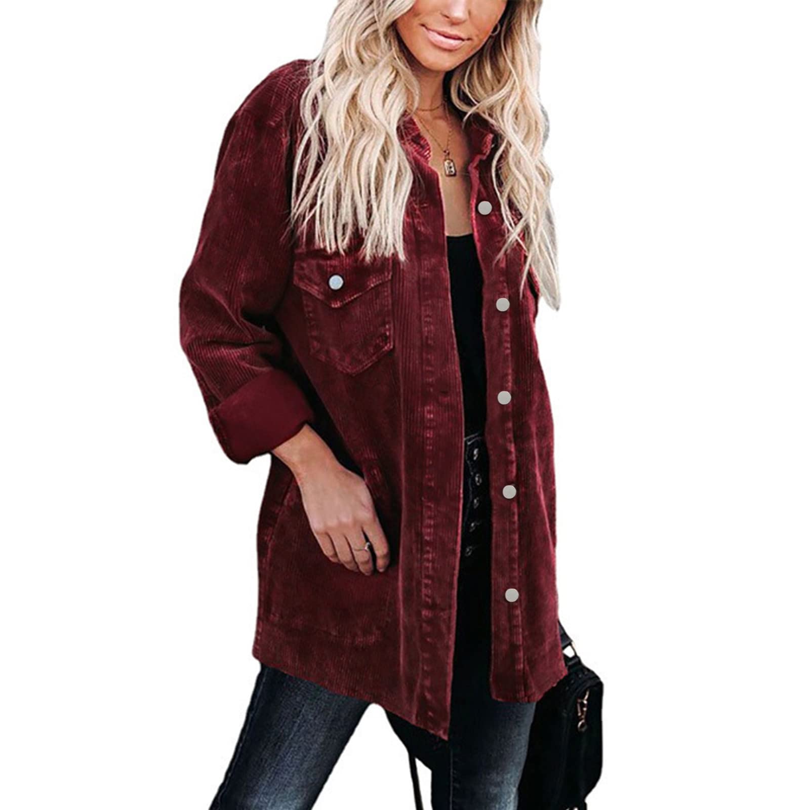 Women's Corduroy Button Down Shirt - Casual Long Sleeve Oversized Blouse for Fall & Winter | Perfect for Layering, Office Wear & Weekend Outfits