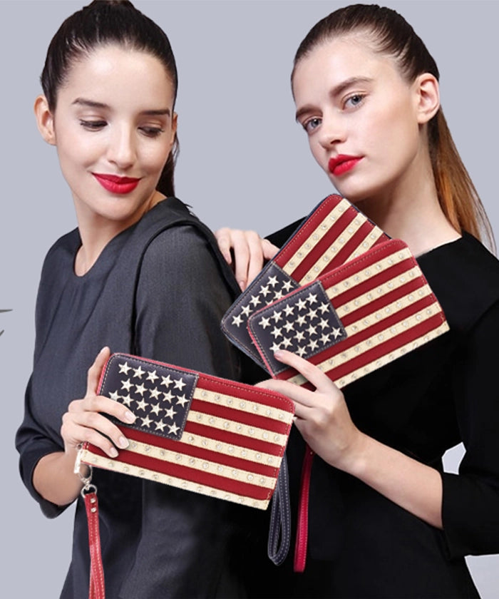 Montana West American Pride Patriotic Wallet for Women - Genuine Leather Bifold Wallet with RFID Protection - Perfect for Everyday Use, Travel & Gift Giving