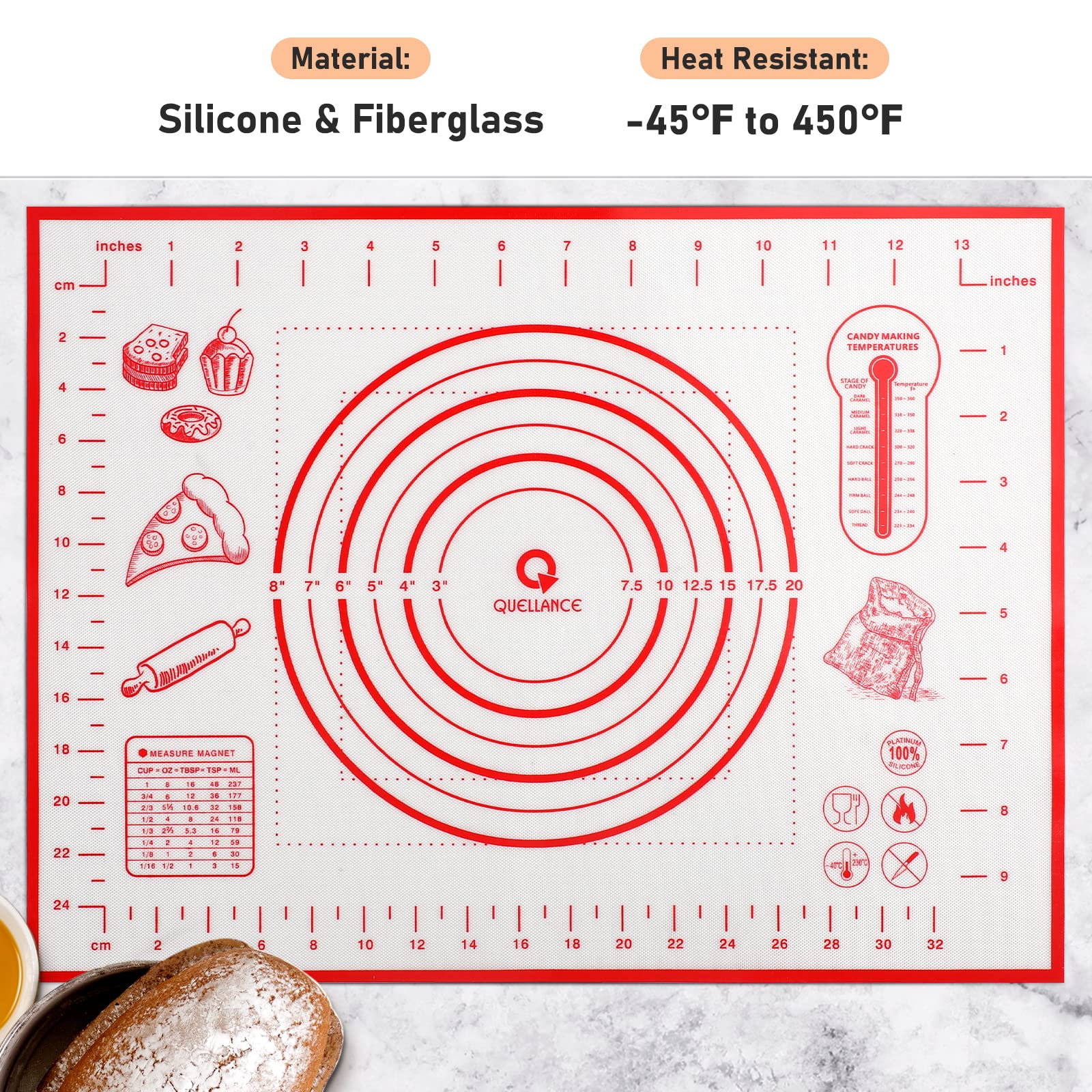 Non-Slip Silicone Baking Mat with Measurement Marks - 12