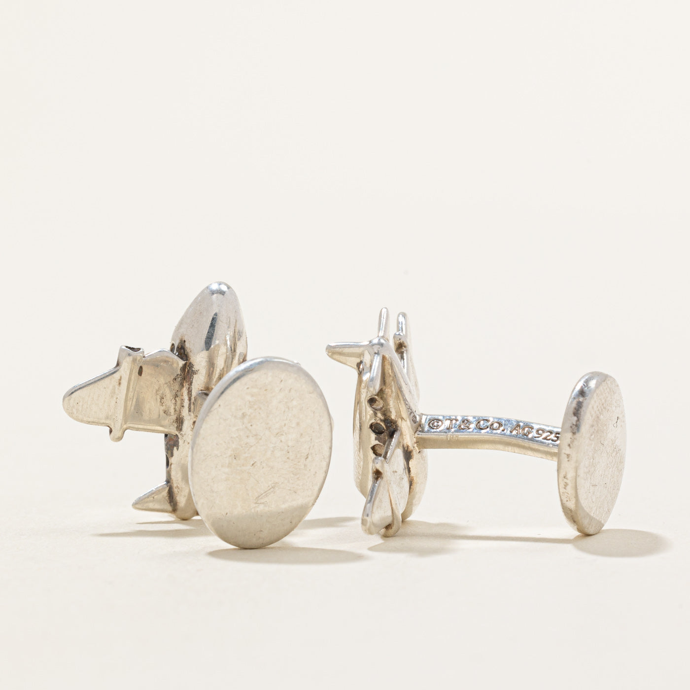 Tiffany & Co Sterling Silver Airplane Cufflinks for Men - Elegant Aviation-Themed Dress Accessories for Weddings, Business & Formal Occasions