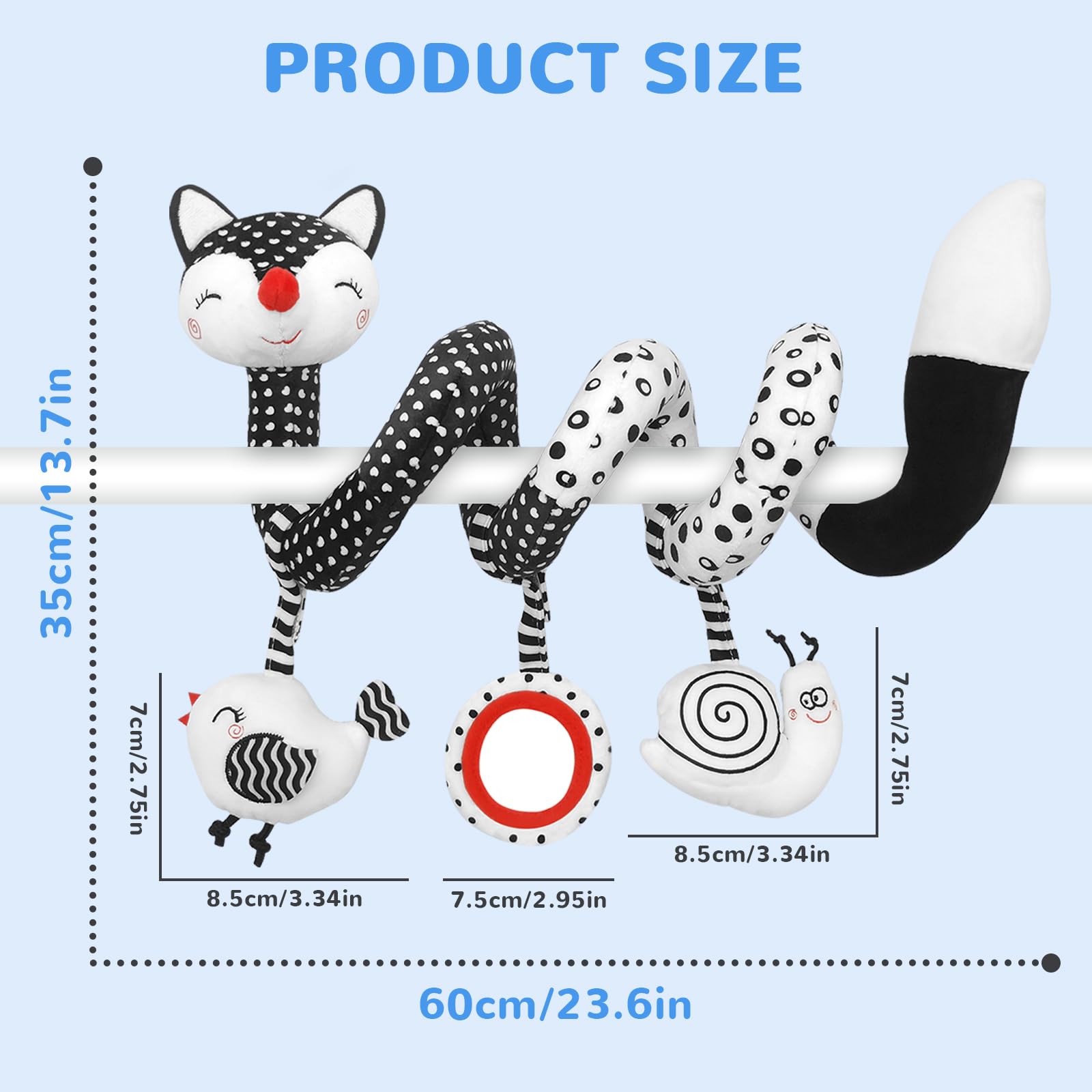 High Contrast Black and White Baby Toys for Newborns 0-12 Months - Car Seat & Stroller Sensory Toys for Infant Development - Perfect Crib Mobile Gift for Boys & Girls - Ideal for Visual Stimulation and Early Learning