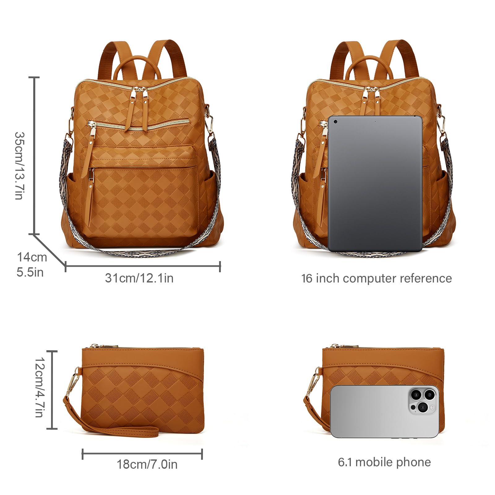 Stylish Women's PU Leather Convertible Backpack Purse - 2-in-1 Travel Satchel & Handbag Set for Daily Use, Work & Weekend Getaways