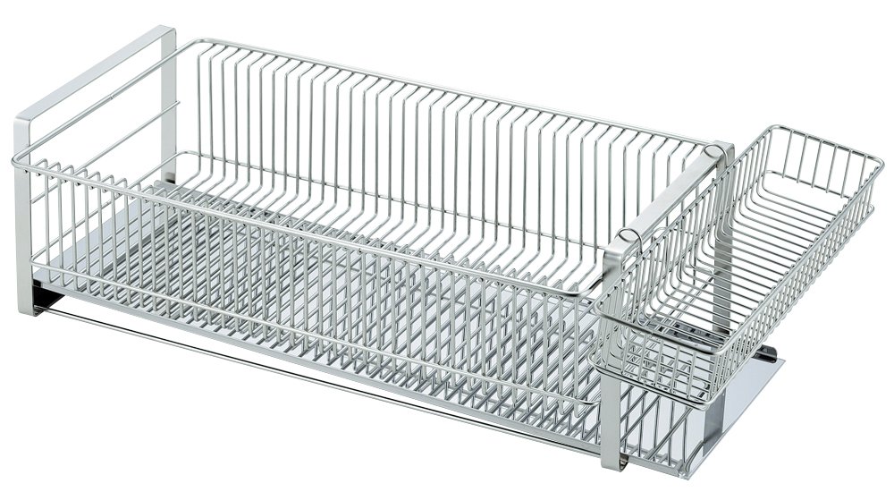 Shimomura Kihan 35729 Tsubame Sanjo Slim Stainless Steel Drainer Rack with Chopsticks Rest - Horizontal Stand for Kitchen Countertop - Made in Japan - Perfect for Drying Dishes, Utensils & Chopsticks After Washing