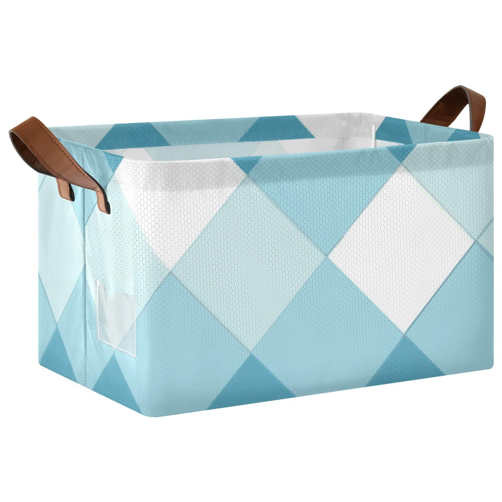 Blue and White Checkered Storage Baskets with Handles - 2 Pack Durable Fabric Organizer Bins for Clothes, Toys, and Home Organization - Perfect for Bedroom, Closet, and Nursery Storage Solutions