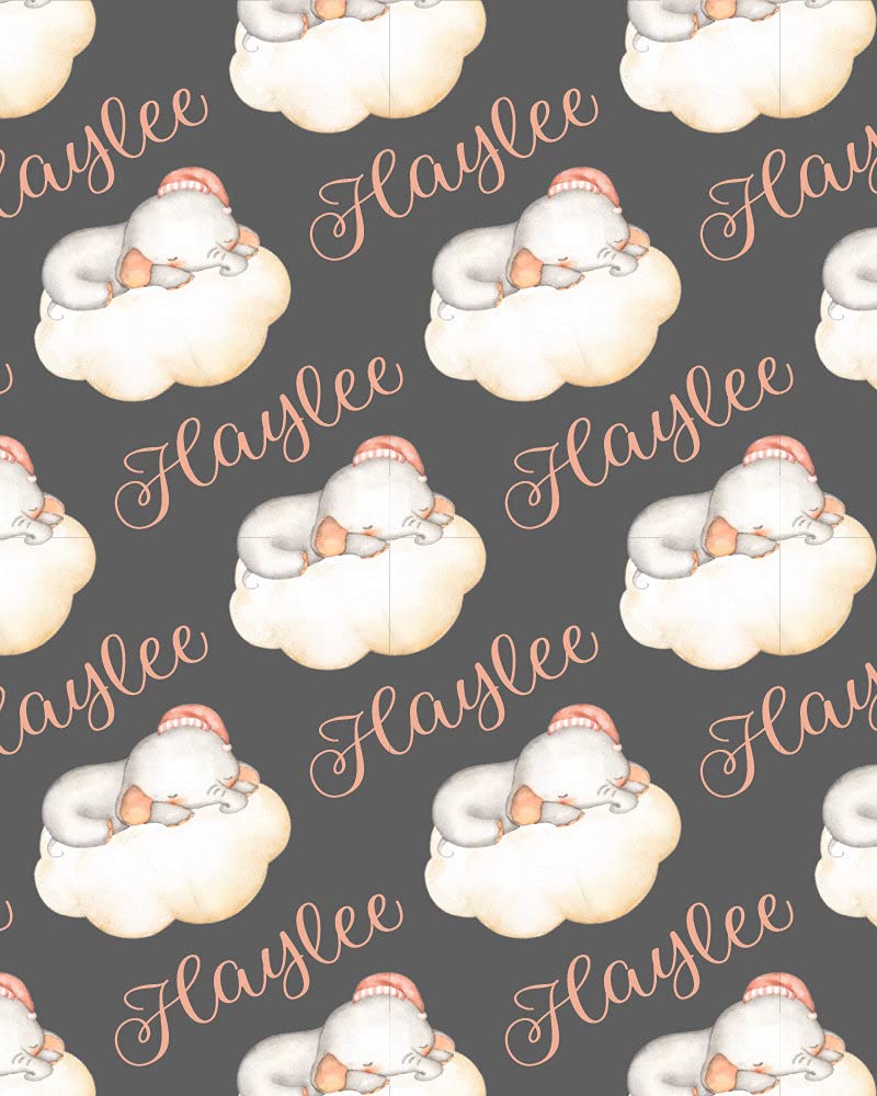 Personalized Elephant Baby Blanket - Custom Name Fleece Sherpa Blanket for Girls, Jungle Theme Nursery Decor, Baby Shower Gift & 1st Birthday Present - Perfect for Cuddling, Nursery Decor, and Special Occasions