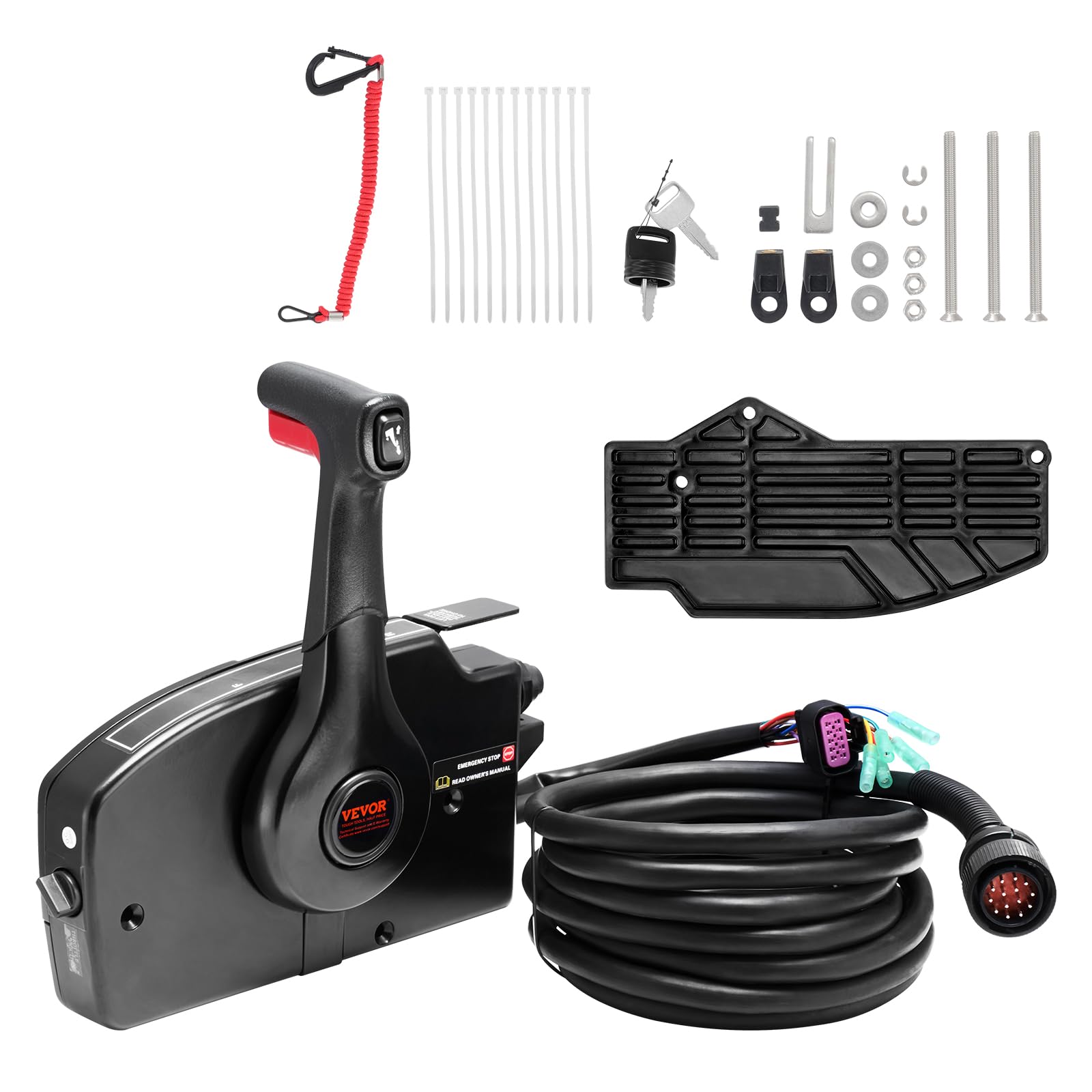 Mercury Outboard Remote Control Single Lever Binnacle 881170A13 - Side Mounted Boat Throttle Control with Key Switch & Safety Lanyard | Perfect for Marine Boating, Fishing & Water Sports