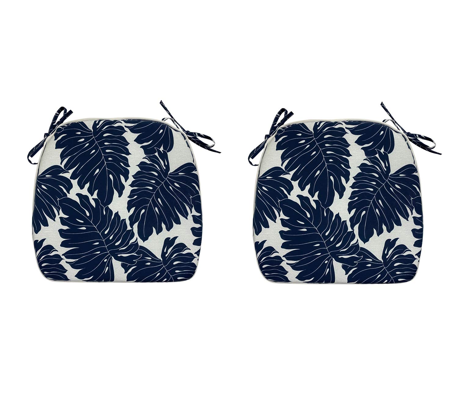 Premium Outdoor Chair Cushions Set of 2 - 16x17 Inch Water-Resistant Navy Blue U-Shaped Patio Seat Cushions with Secure Ties - Perfect for Garden, Deck, Balcony & Home Office Furniture (Weatherproof & Comfortable)