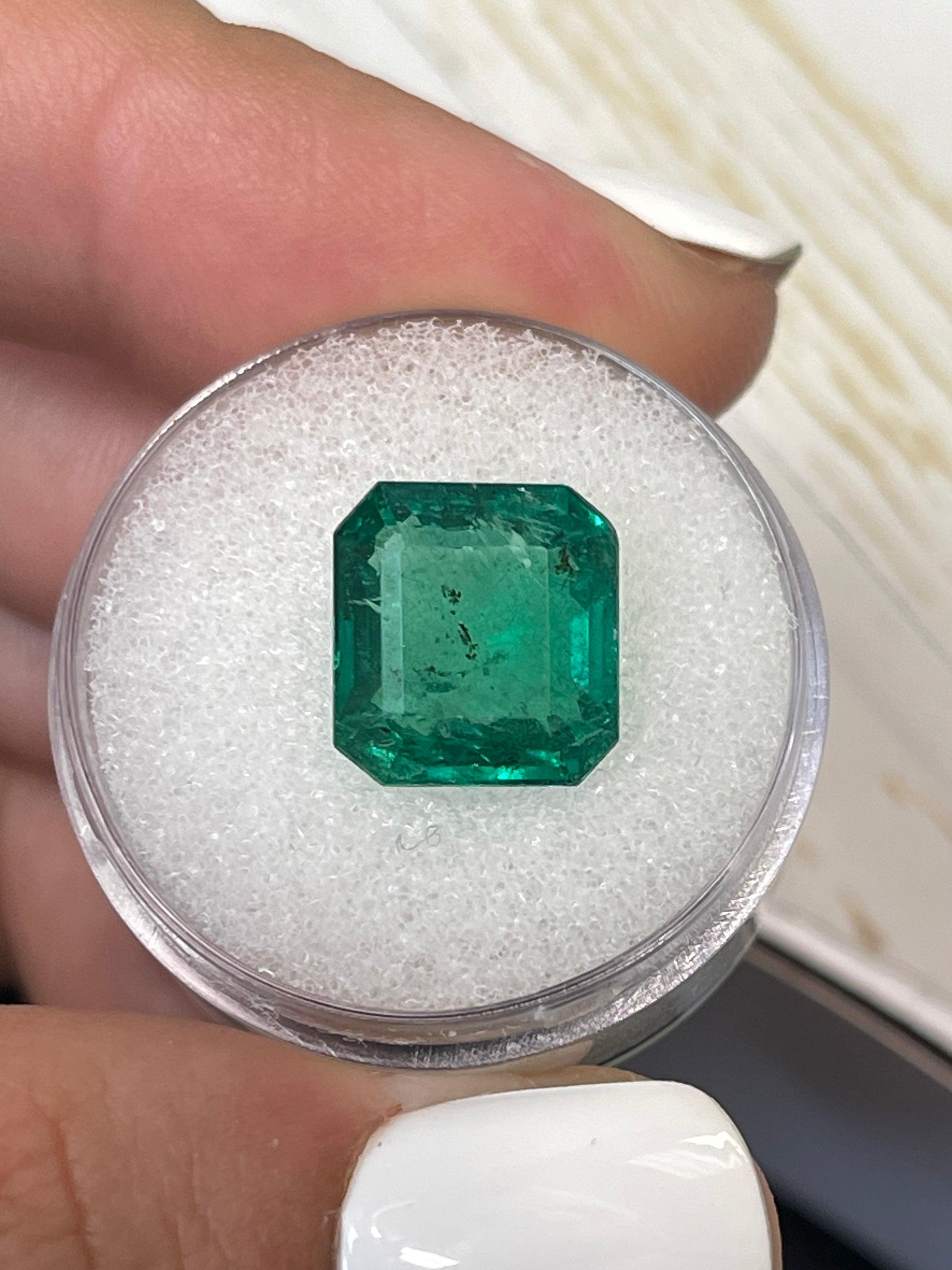 6.54 Carat Natural Loose Zambian Emerald - Medium Deep Green 11.3x10.6mm Emerald Cut Gemstone for Jewelry Making & Engagement Rings