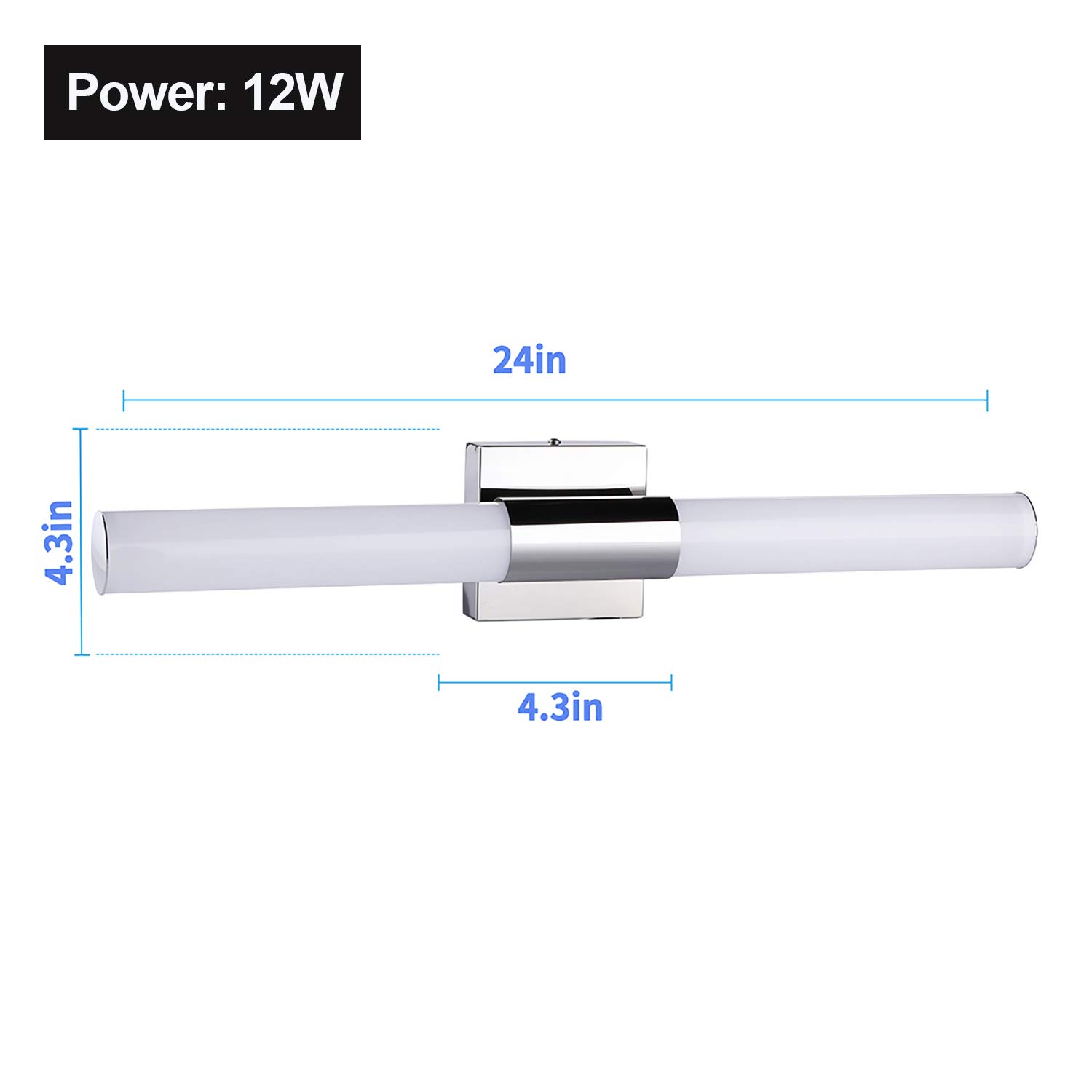 TRLIFE 24-Inch Dimmable LED Bathroom Vanity Light - 12W Cool White 6000K Modern Mirror Front Lighting Fixture - Perfect for Bathroom Makeup & Shaving Area