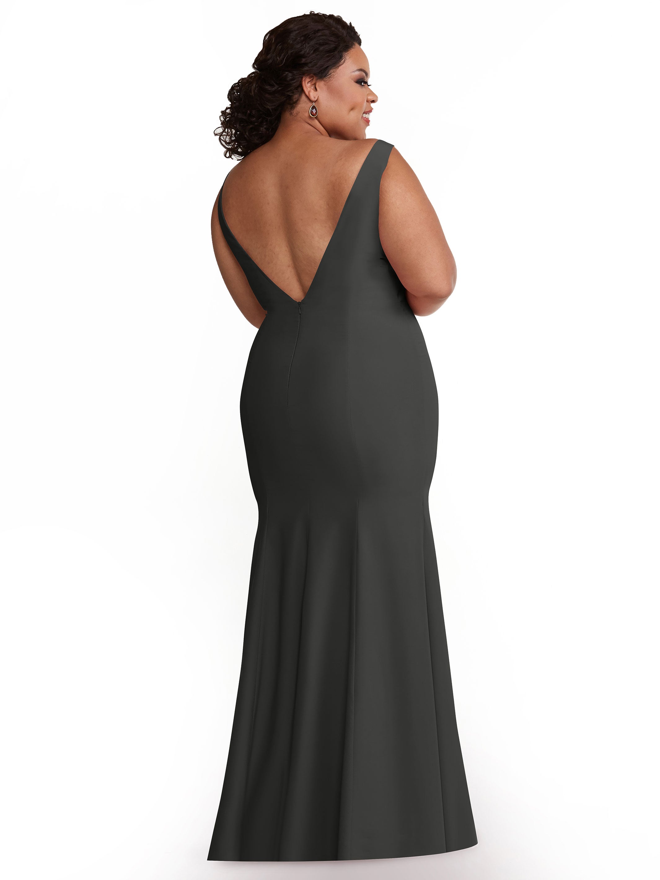 Elegant 83010 Mermaid Stretch Chiffon Bridesmaid Dress with Plunging V-Neckline - Perfect for Beach Weddings, Formal Events & Evening Parties