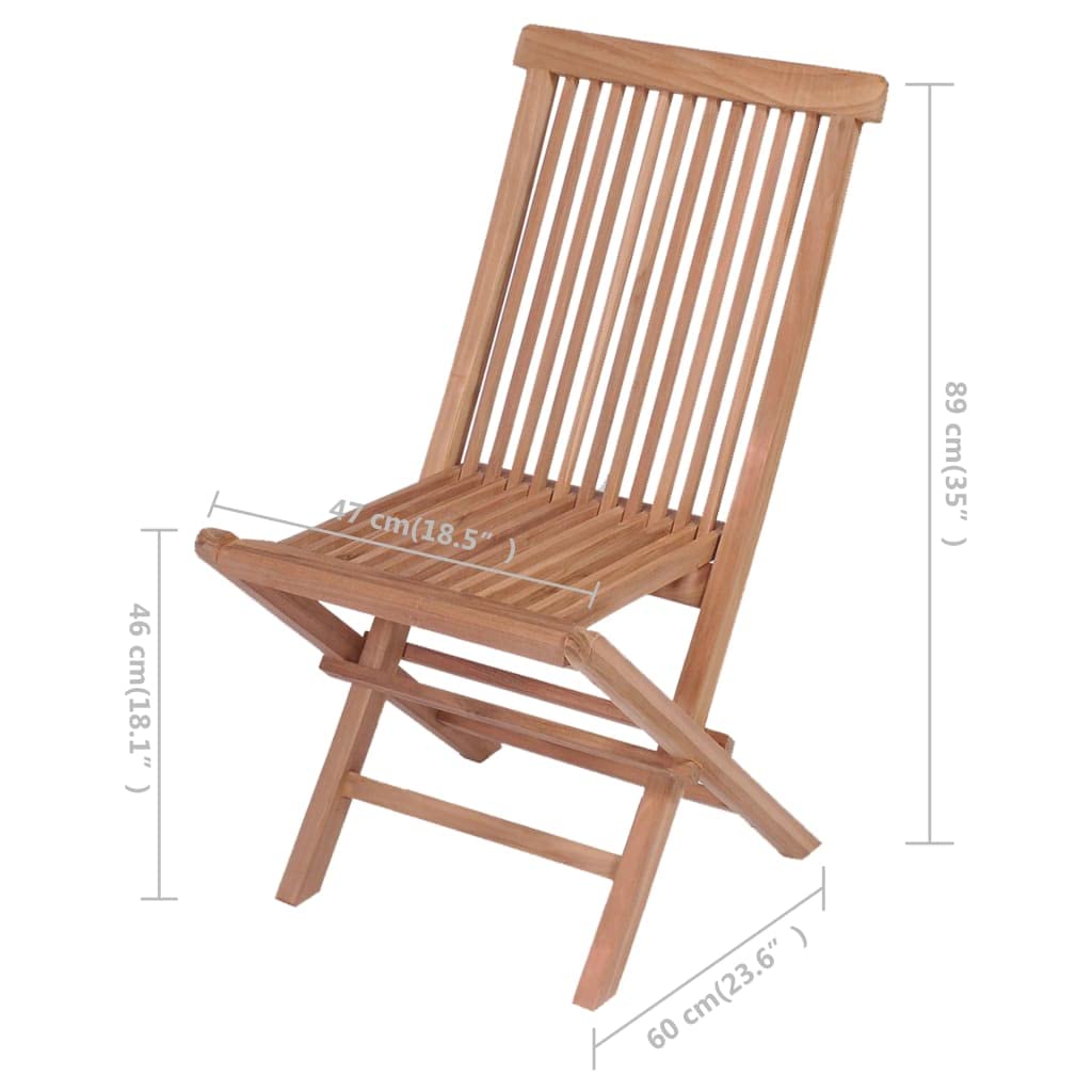 vidaXL 4-Piece Patio Chairs Set - Outdoor Folding Chairs with Cushions, Teak Wood Bistro Chairs for Garden, Poolside, Porch & Backyard - Perfect for Outdoor Dining, Relaxing and Entertaining