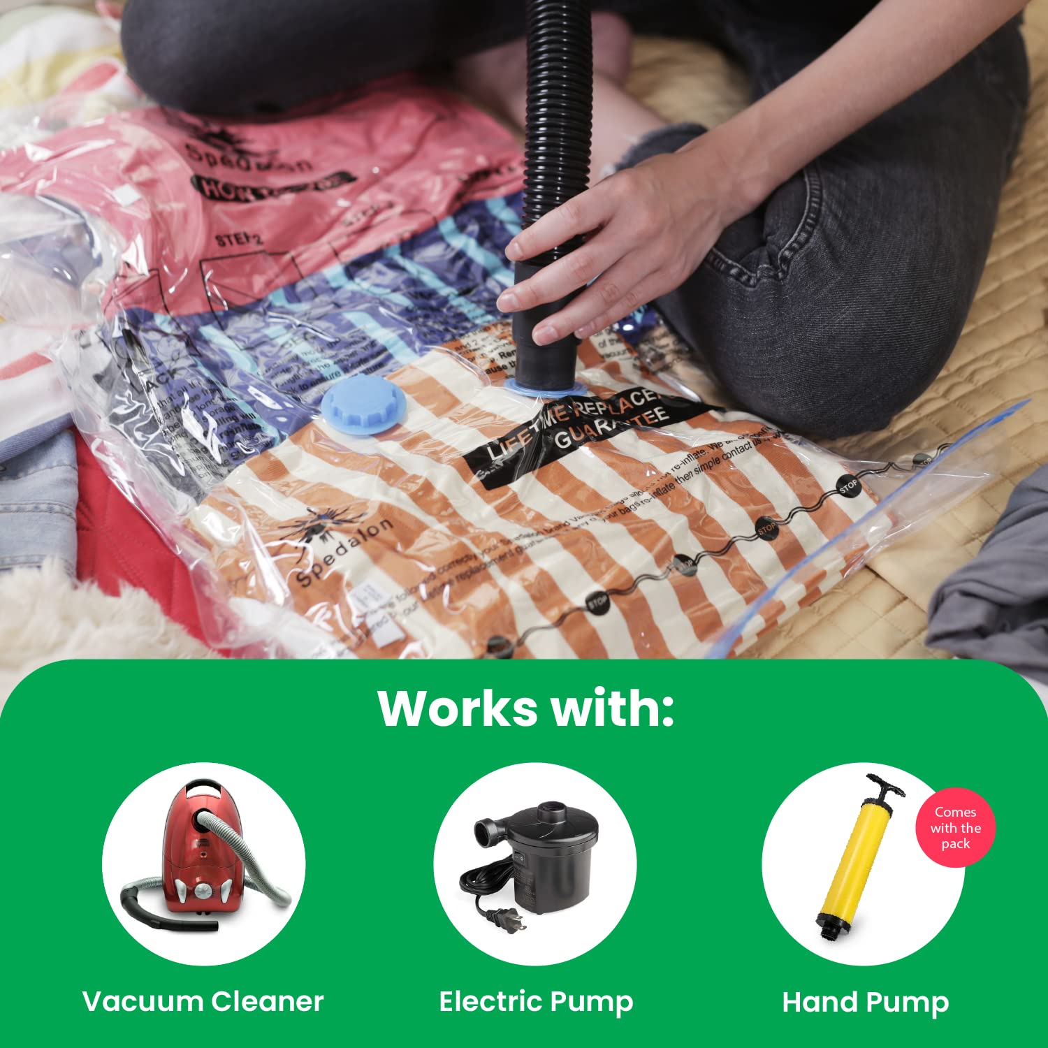 Vacuum Storage Bags 20 Pack (5 Jumbo + 5 Large + 5 Medium + 5 Small) with Hand Pump - Reusable Space Saver for Clothes, Bedding, Blankets, Pillows | Perfect for Travel, Moving, Seasonal Storage & Home Organization