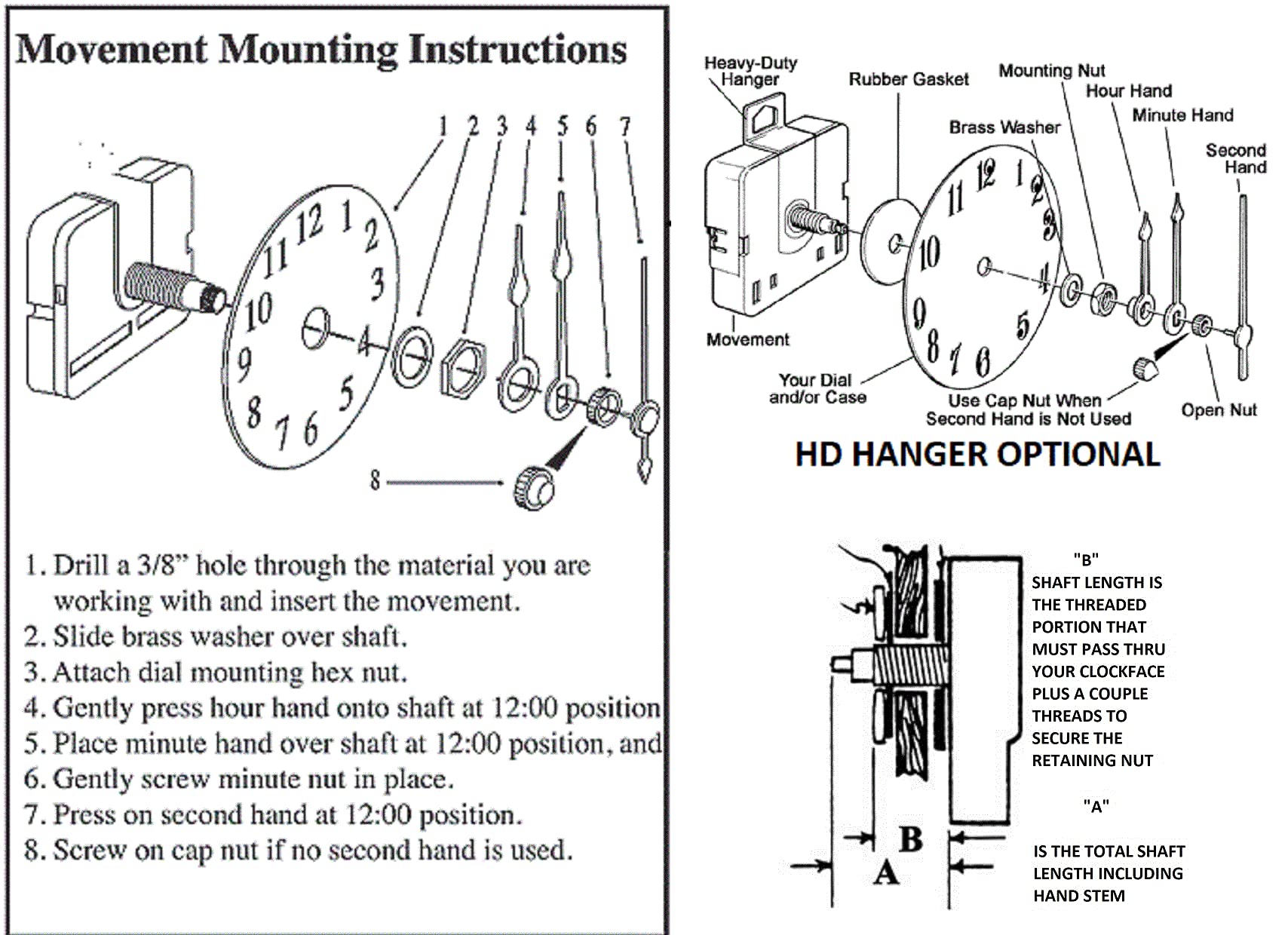 High Torque Silent Sweep Clock Movement with 8