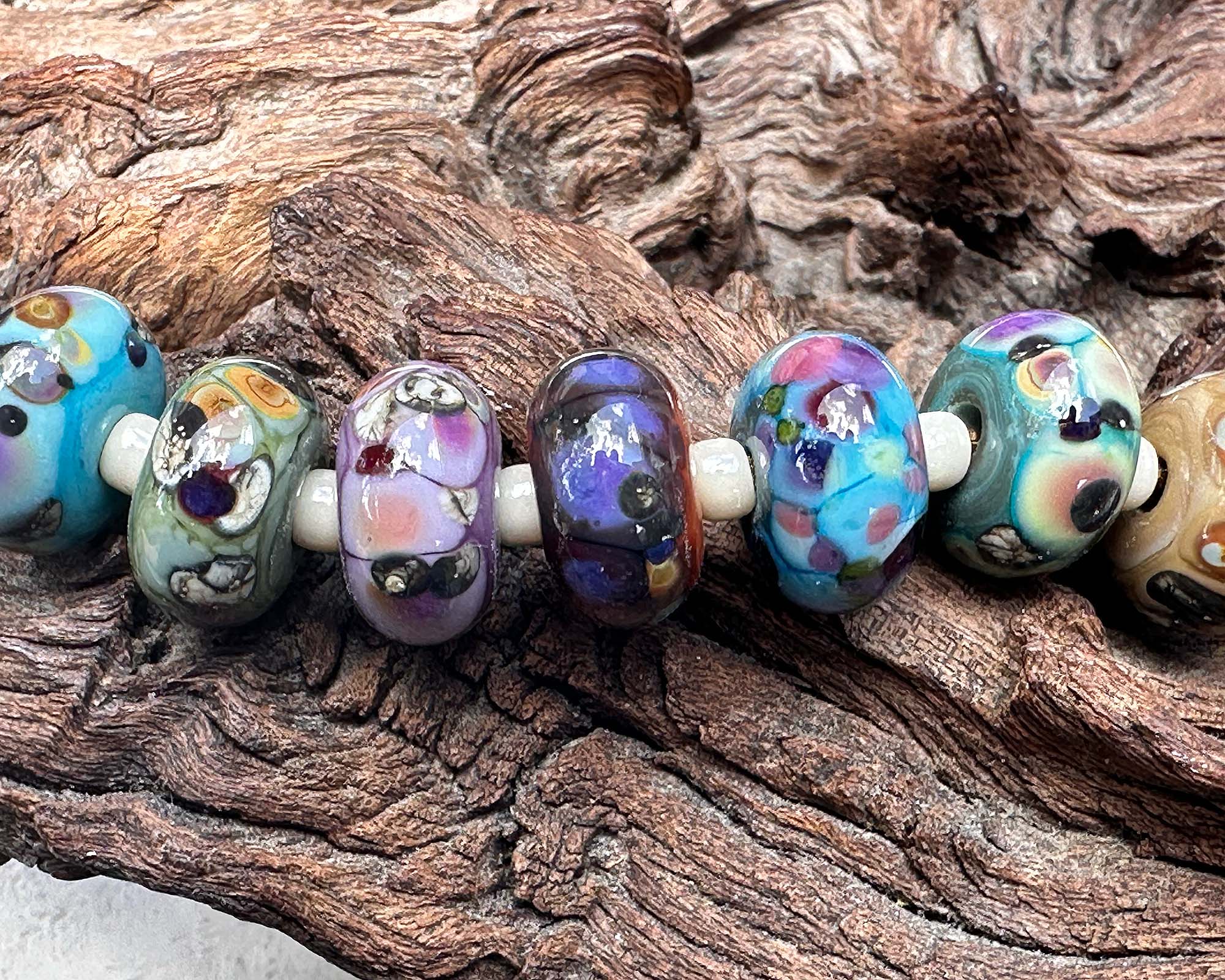 10pcs Bohemian Style Harmony Lampwork Glass Beads Set for Jewelry Making, DIY Crafts, Bracelets & Necklaces - SRA Certified Handmade Beads