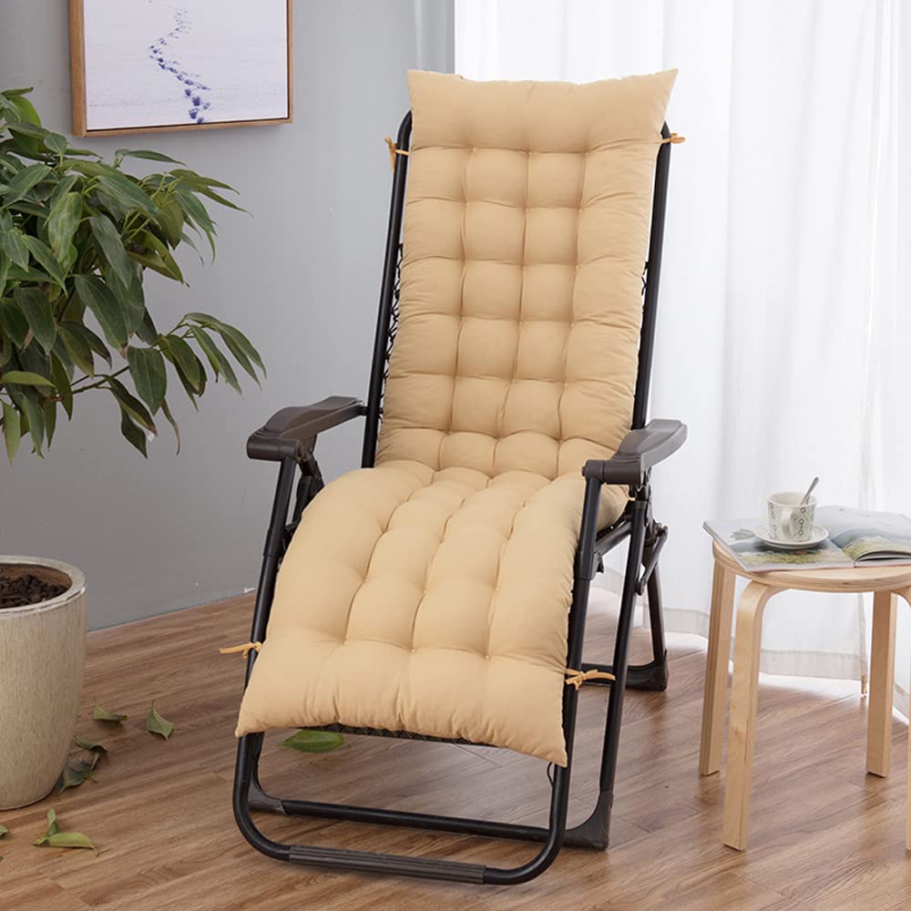 **Fuomomo Patio Chaise Lounger Cushion - Thick Padded Seat Cushion for Reclining Chair & Rocking Chair with Ties, Soft & Comfortable, 19x61 Inches - Perfect for Outdoor Relaxation by Pool, Garden, or Patio**