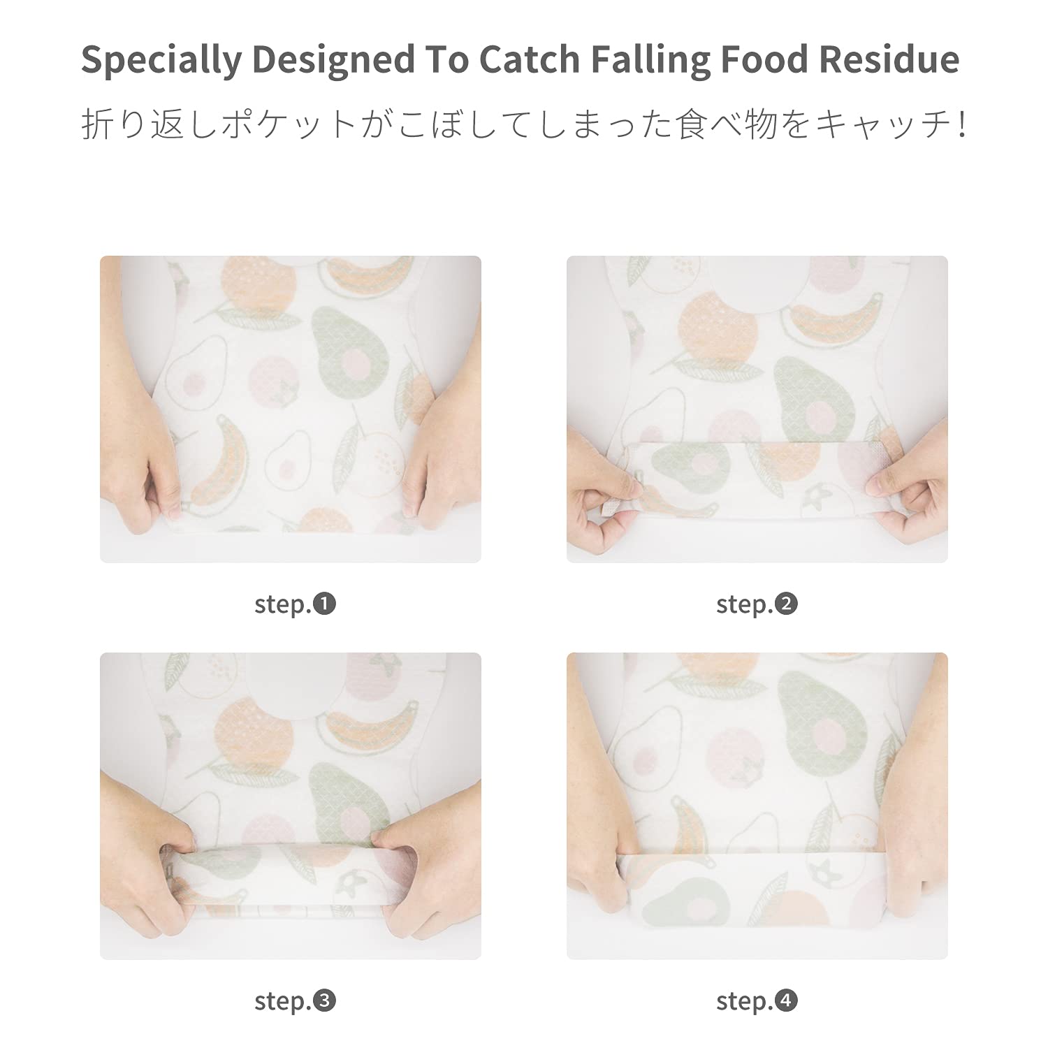 Soft & Leakproof Disposable Baby Bibs for Toddlers - 60 Pack Fruit Pattern Travel Feeding Bibs - Perfect for On-the-Go Meals, Daycare & Family Outings