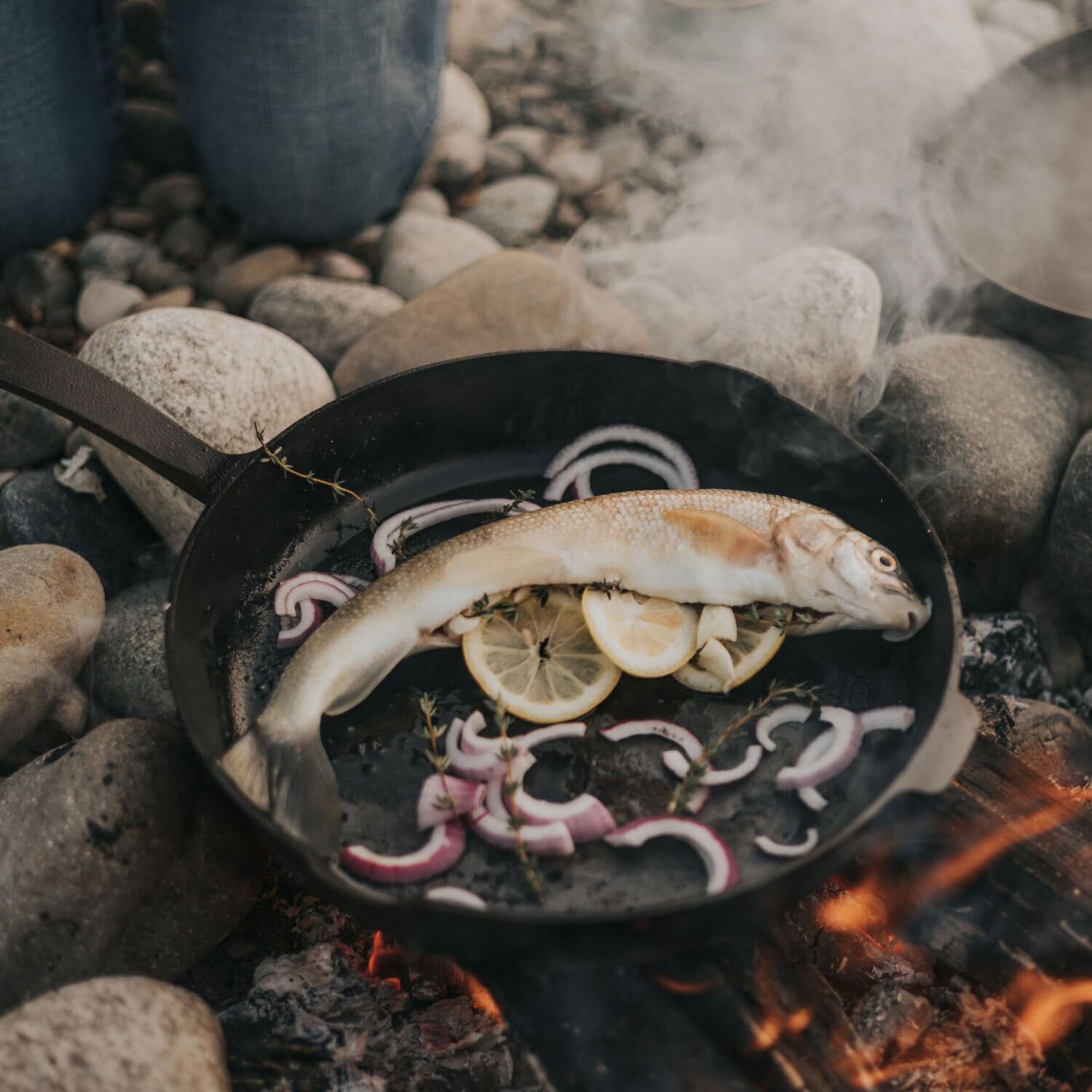 Barebones 12-Inch Cast Iron Skillet Set with Dutch Oven Lid - Premium Camping Cookware for Outdoor Cooking, Backpacking & Campfire Meals