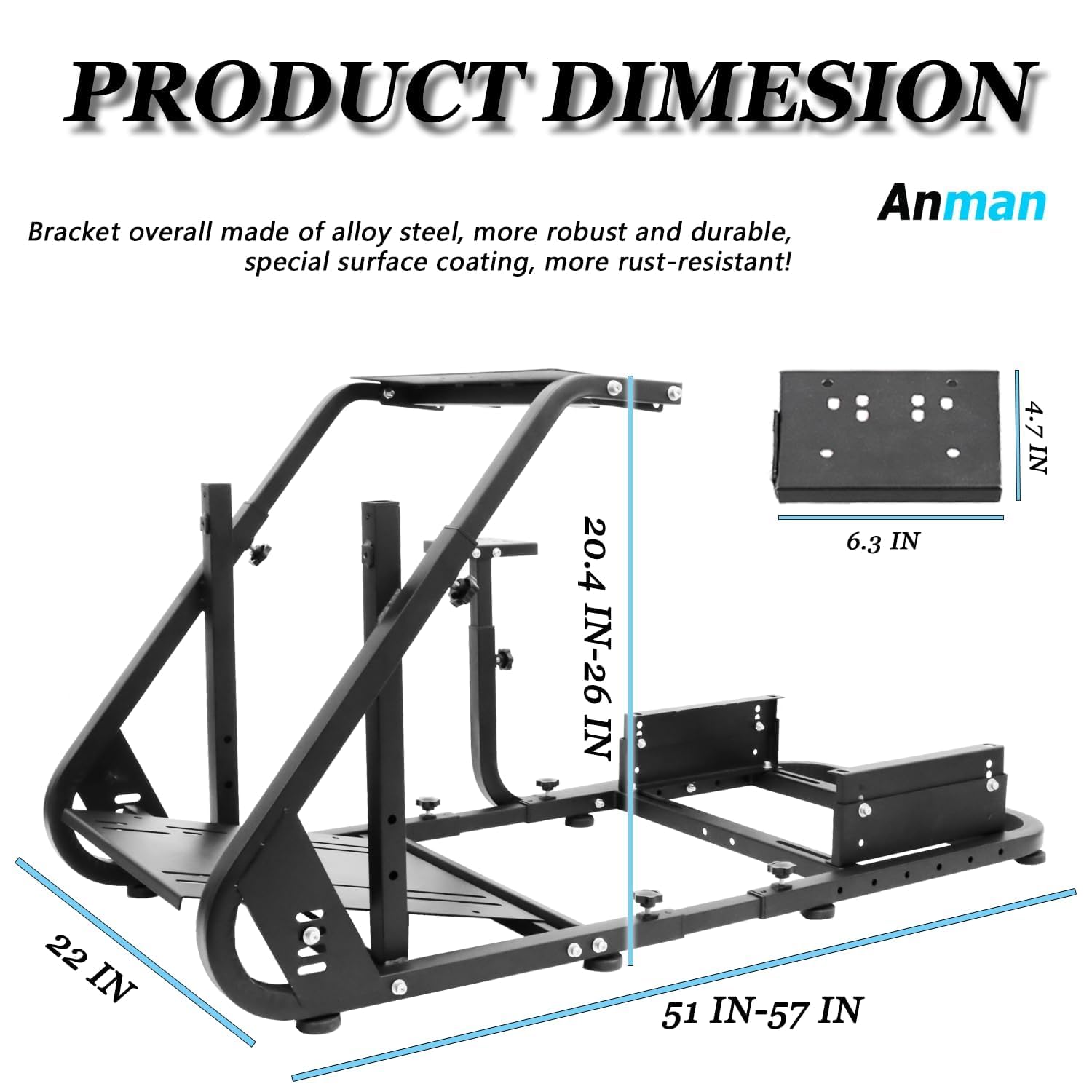 Anman TV/VR Sim Racing Simulator Cockpit - Black Gaming Seat Compatible with Logitech G27/G923/G920 & Thrustmaster T-GT/T248x/T80 | Adjustable Steering Wheel Stand with Installable Monitor Mount | Perfect for Home Racing Setup & Esports Training (Electronics Not Included)