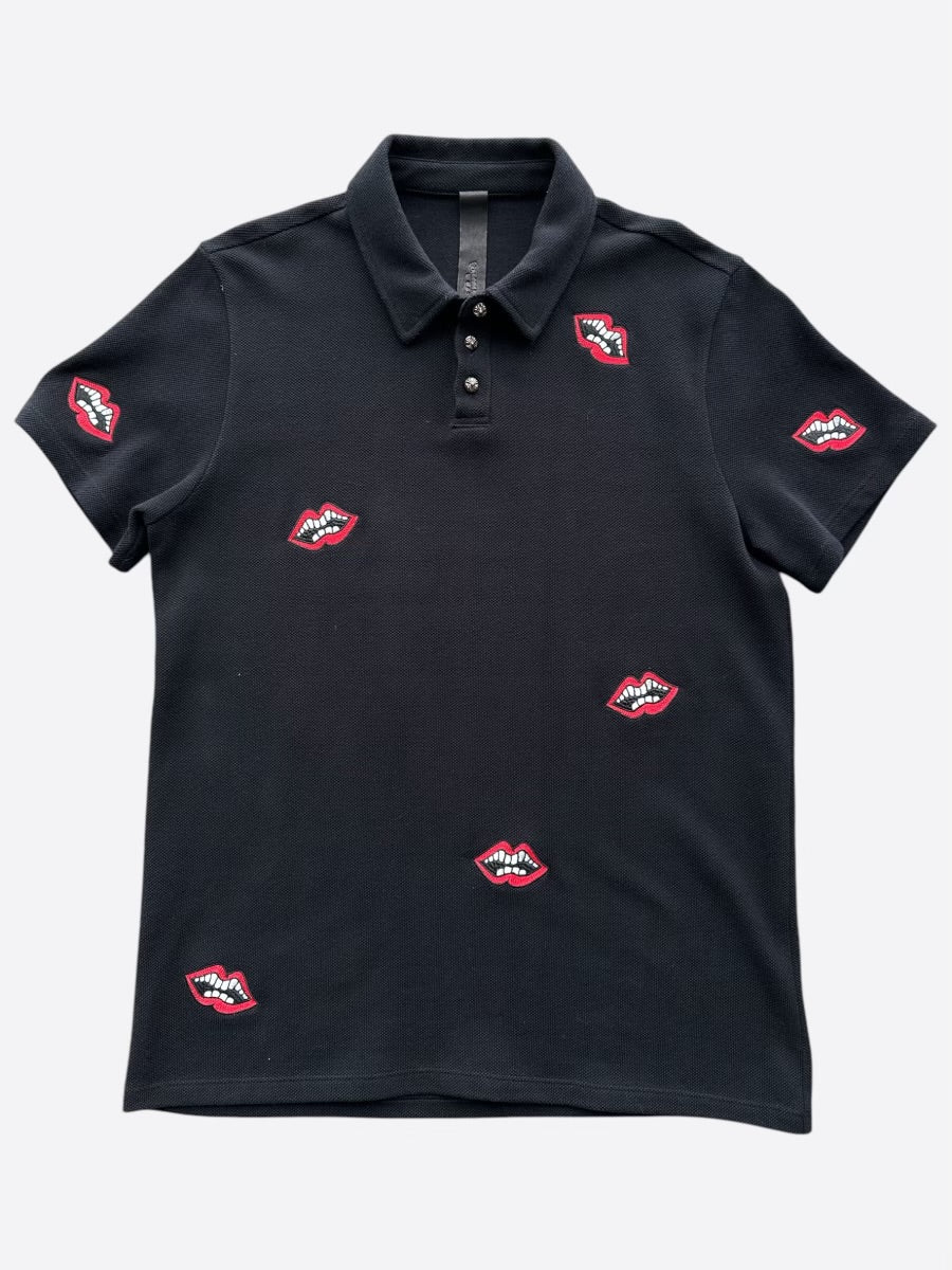 Chrome Hearts Matty Black Chomper Polo T-Shirt for Men | Premium Cotton Streetwear Fashion | Perfect for Casual Outings & Nightlife