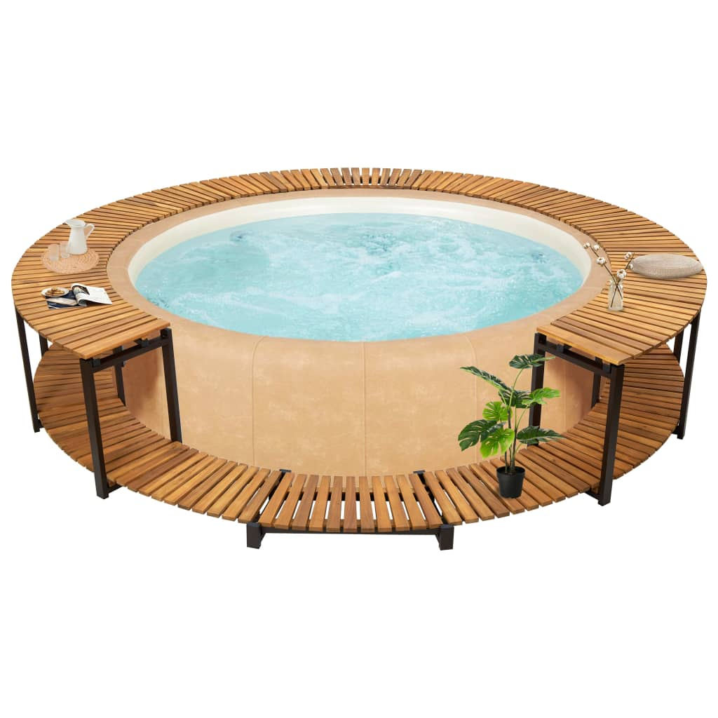 Premium Acacia Wood Spa Surround 273x53 cm - Durable Outdoor Hot Tub Enclosure for Relaxation & Backyard Luxury