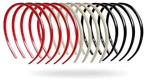 Glamifirsto Plastic Teeth Headbands for Women - Non-Slip Hair Hoops, Soft Hair Accessories, 12 Pack Multicolor - Perfect for Workouts, Yoga, and Everyday Styling