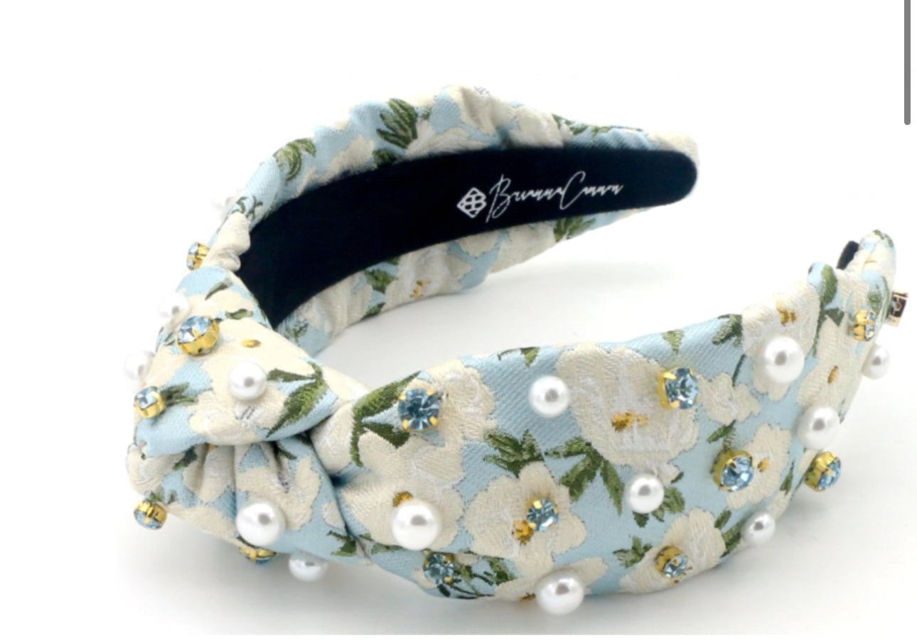 Blue & White Floral Headband by Brianna Cannon - Elegant Hair Accessory for Women, Weddings, Parties & Everyday Wear
