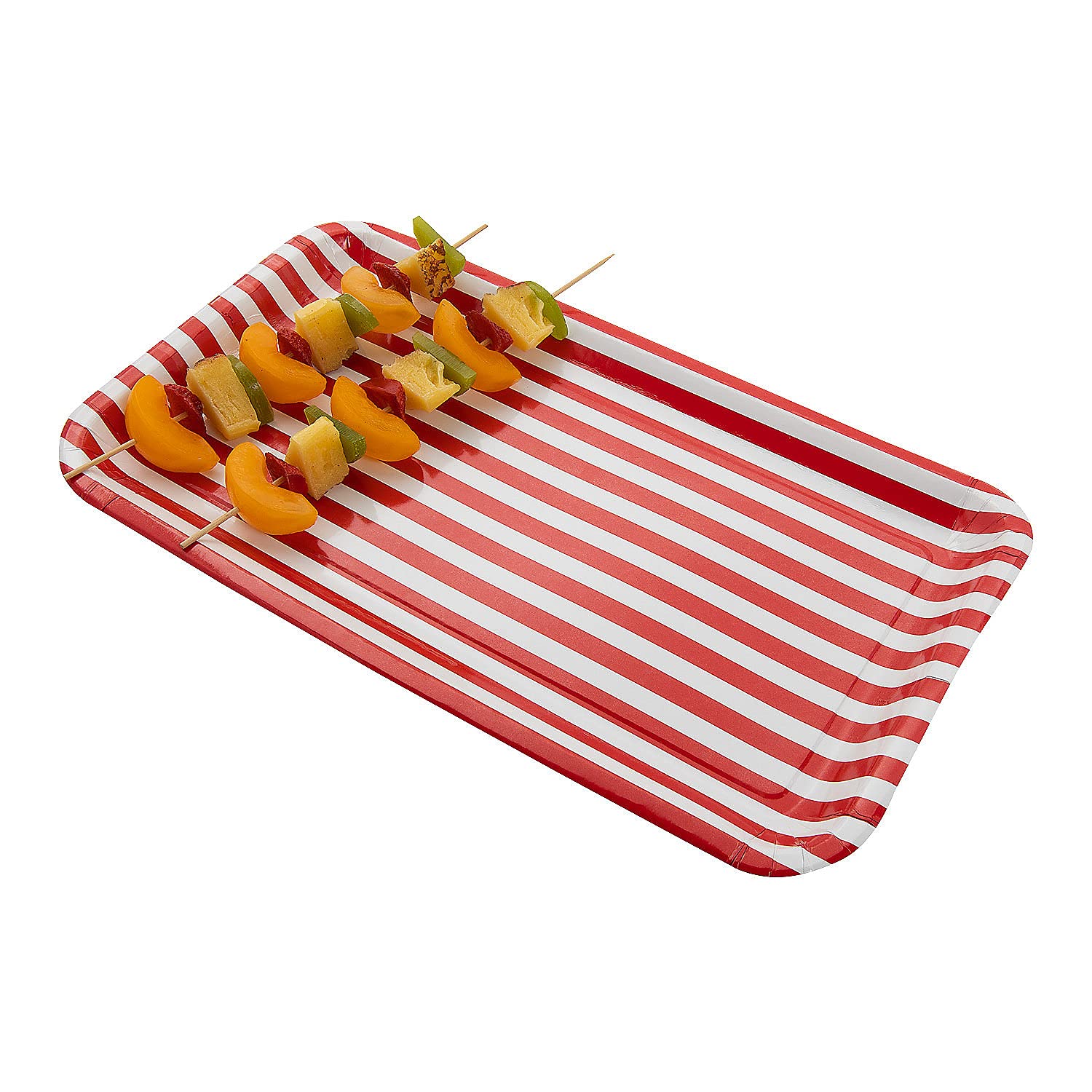 Red and White Striped Serving Trays Set of 3 - Party Platters for Appetizers, Desserts & Entertaining - Perfect for Birthday Parties, BBQs, and Holiday Gatherings