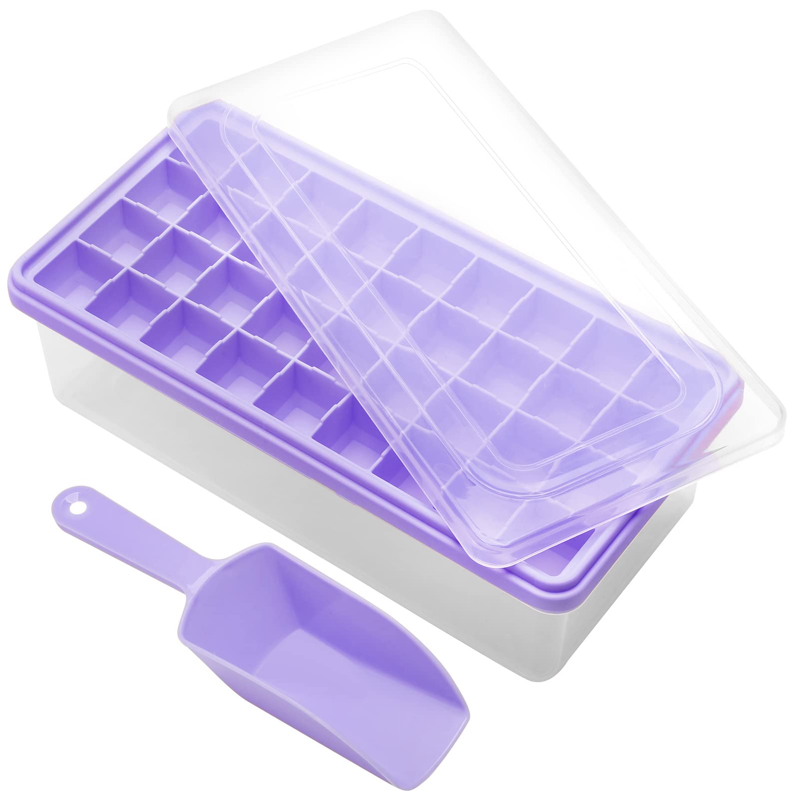 Food-Grade Silicone Ice Cube Tray with Lid & Storage Bin - 36 Small Nugget Ice Molds for Freezer | Easy-Release, Spill-Resistant Cover & Bucket | Flexible Ice Cube Maker with Scoop - Perfect for Cocktails, Smoothies & Home Bars