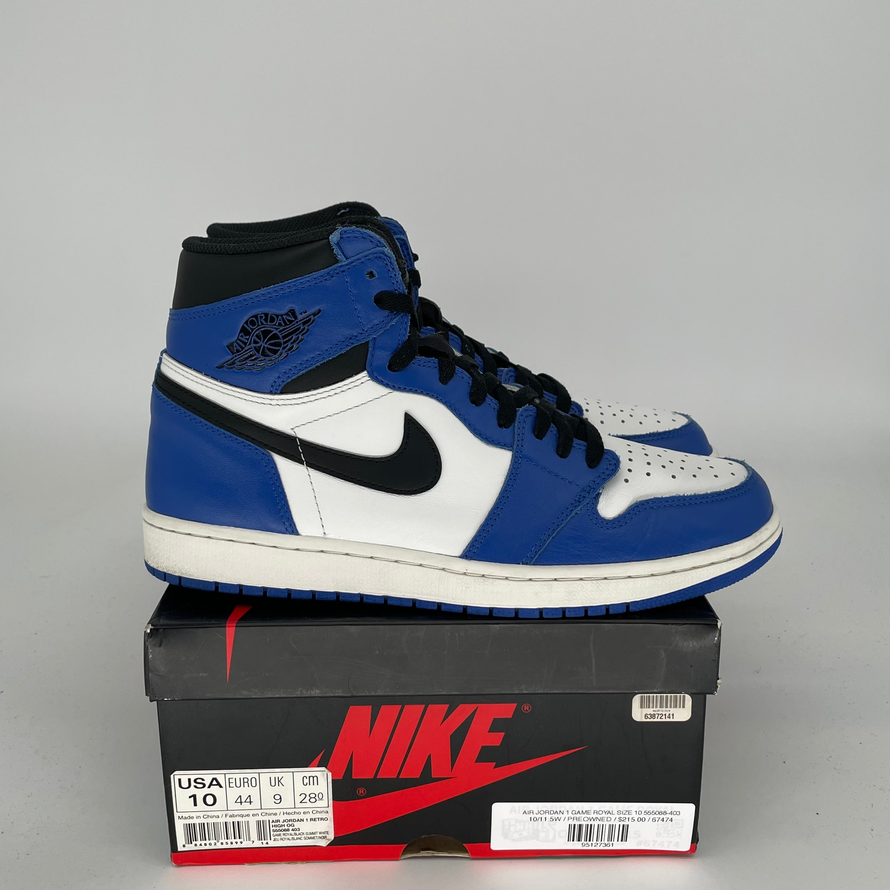 Air Jordan 1 Retro High OG 'Game Royal' Men's Basketball Shoes Size 10 (555088-403) - Perfect for Sneaker Collectors & Streetwear Fashion
