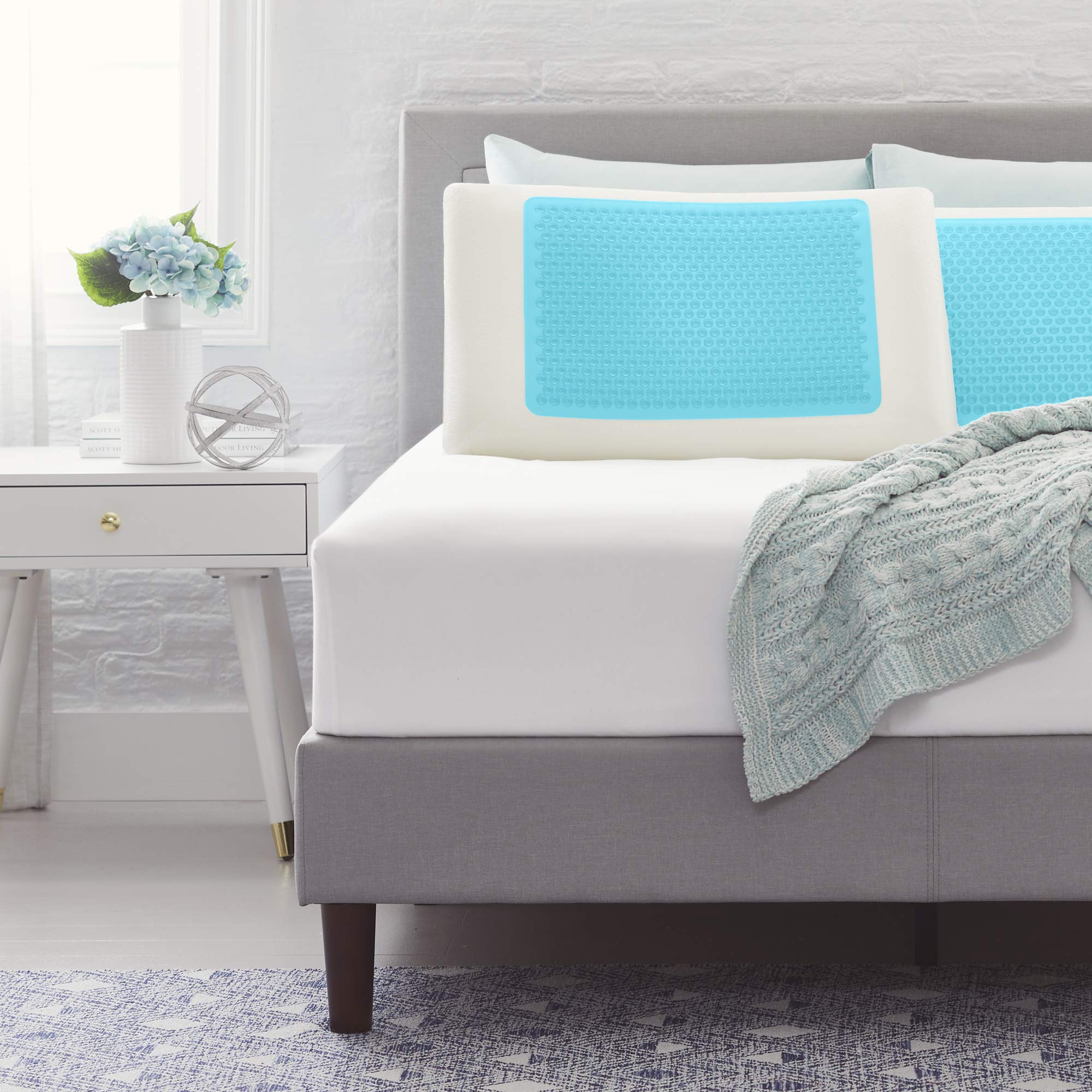 Comfortable Blue Bubble Gel Memory Foam Pillow - Queen Size for Better Sleep