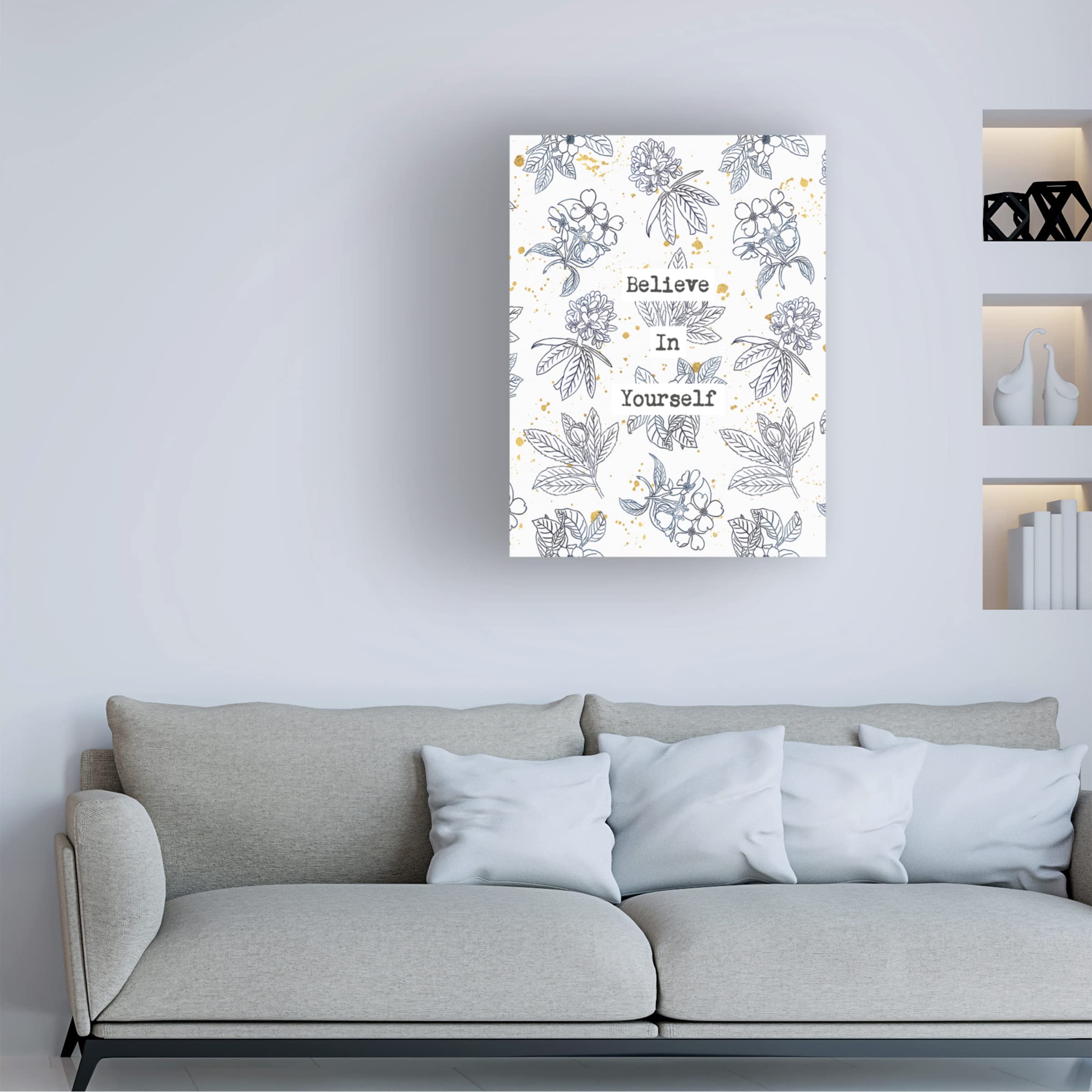 Trademark Fine Art 'Indigo Blooms Believe' Canvas Wall Art Print by Wild Apple Portfolio - 35x47 Inches, Modern Home Decor for Living Room, Bedroom & Office