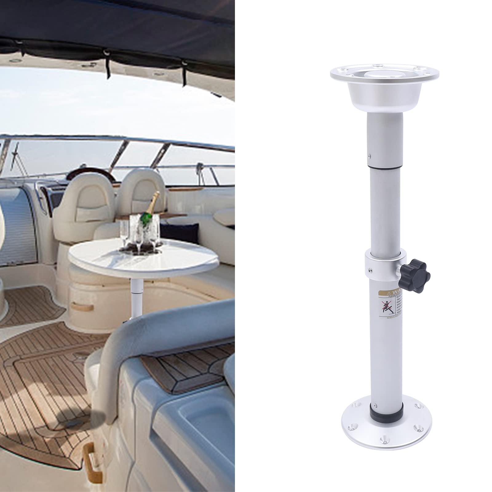 Eapmic Adjustable Table Pedestal Stand Leg with Base - Heavy Duty Mounting Frame for Marine Boat, Yacht, Caravan, Motorhome & Workroom (Style 1) - Perfect for Outdoor & Indoor Furniture Support