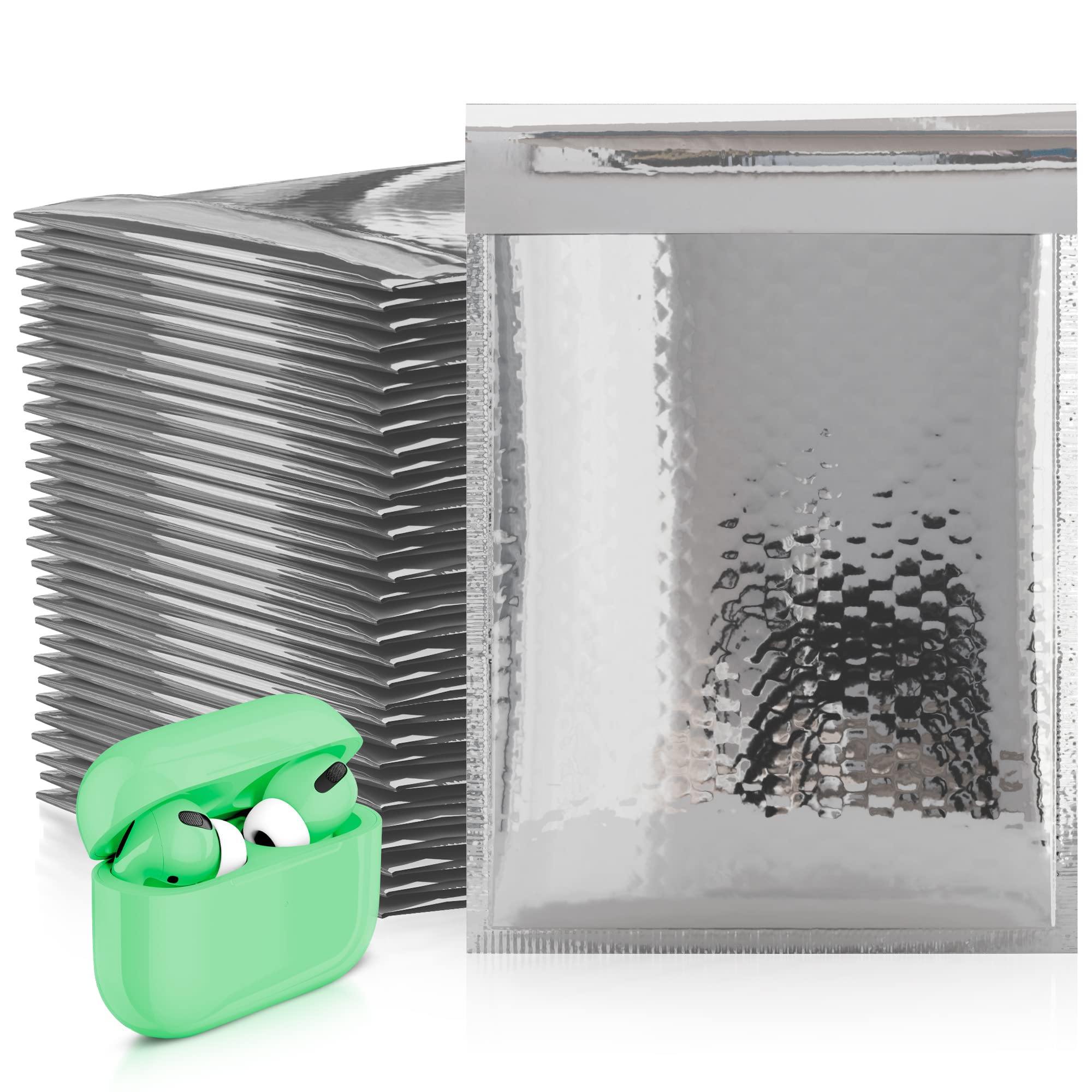 600 Pack Silver Metallic Bubble Mailers 4x7 Inches - Waterproof Padded Shipping Envelopes for Fragile Items | Durable Foil Mailers for Ecommerce, Jewelry, Cosmetics & Small Business Shipping