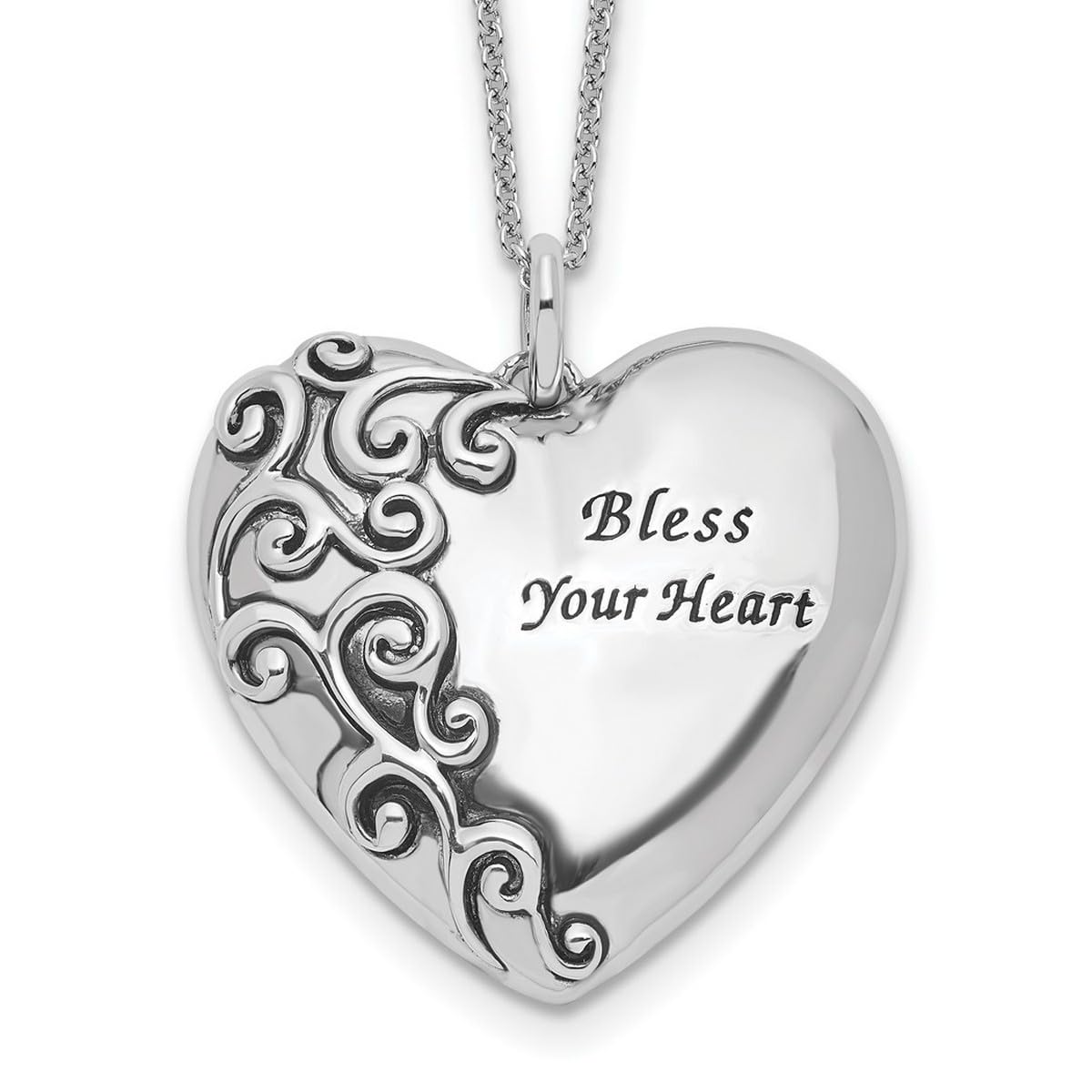 JewelryWeb 925 Sterling Silver Heart Pendant Necklace for Women - 18 Inch Oxidized Love Heart Charm with Spring Ring Clasp | Perfect for Valentine's Day, Anniversary Gifts & Everyday Elegance