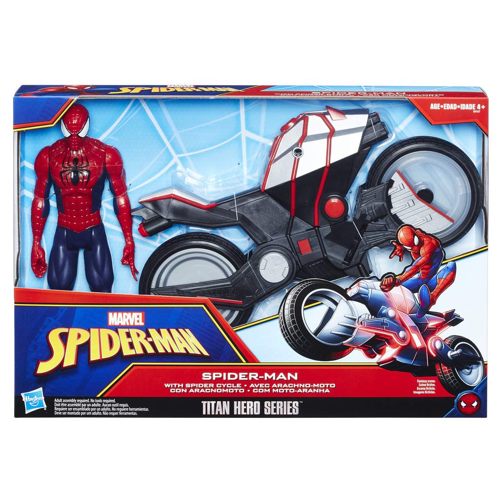 Marvel Spider-Man Titan Hero Series Action Figure with Spider Cycle - 12-Inch Collectible Toy for Kids, Superhero Play & Display - Perfect for Birthday Gifts & Marvel Fans