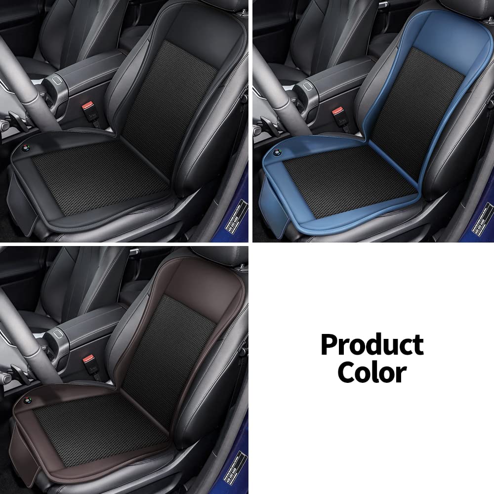 Cooling Car Seat Cushion with 10 Fans & 3-Temperature Settings - 12V Ventilated Seat Cover Cools in 15 Seconds - Breathable Mesh with Storage Pockets for Summer Driving Comfort (Brown) - Perfect for Long Commutes, Road Trips & Hot Weather