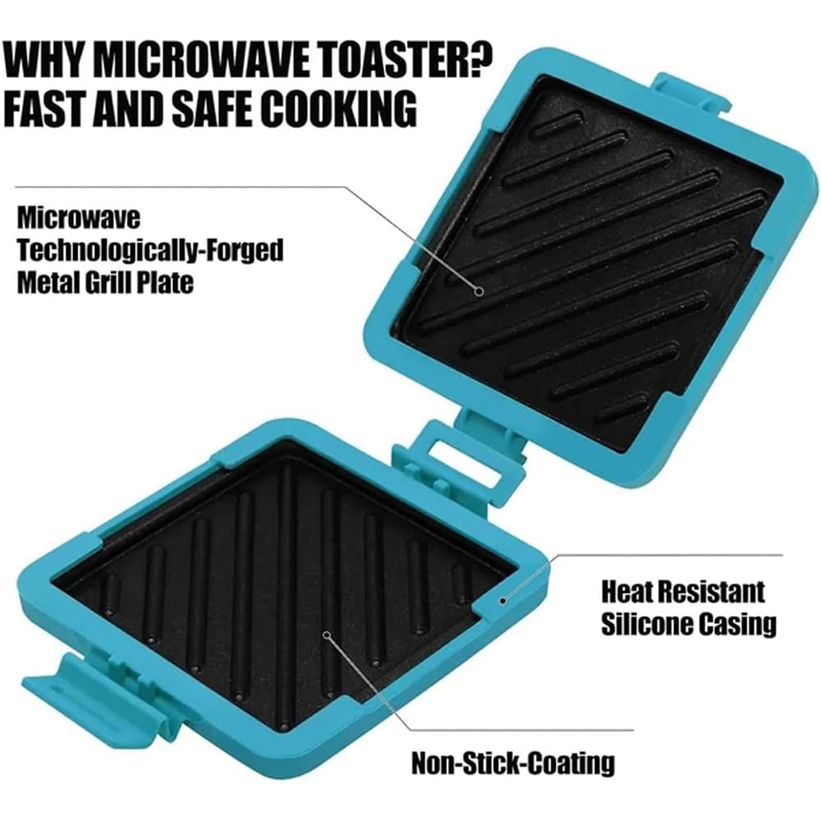 Microwave Toastie Maker - Adjustable Silicone Straps, No Electricity Needed, Wireless Sandwich Toaster for Quick Snacks - Perfect for Breakfast, Lunch & Office Meals