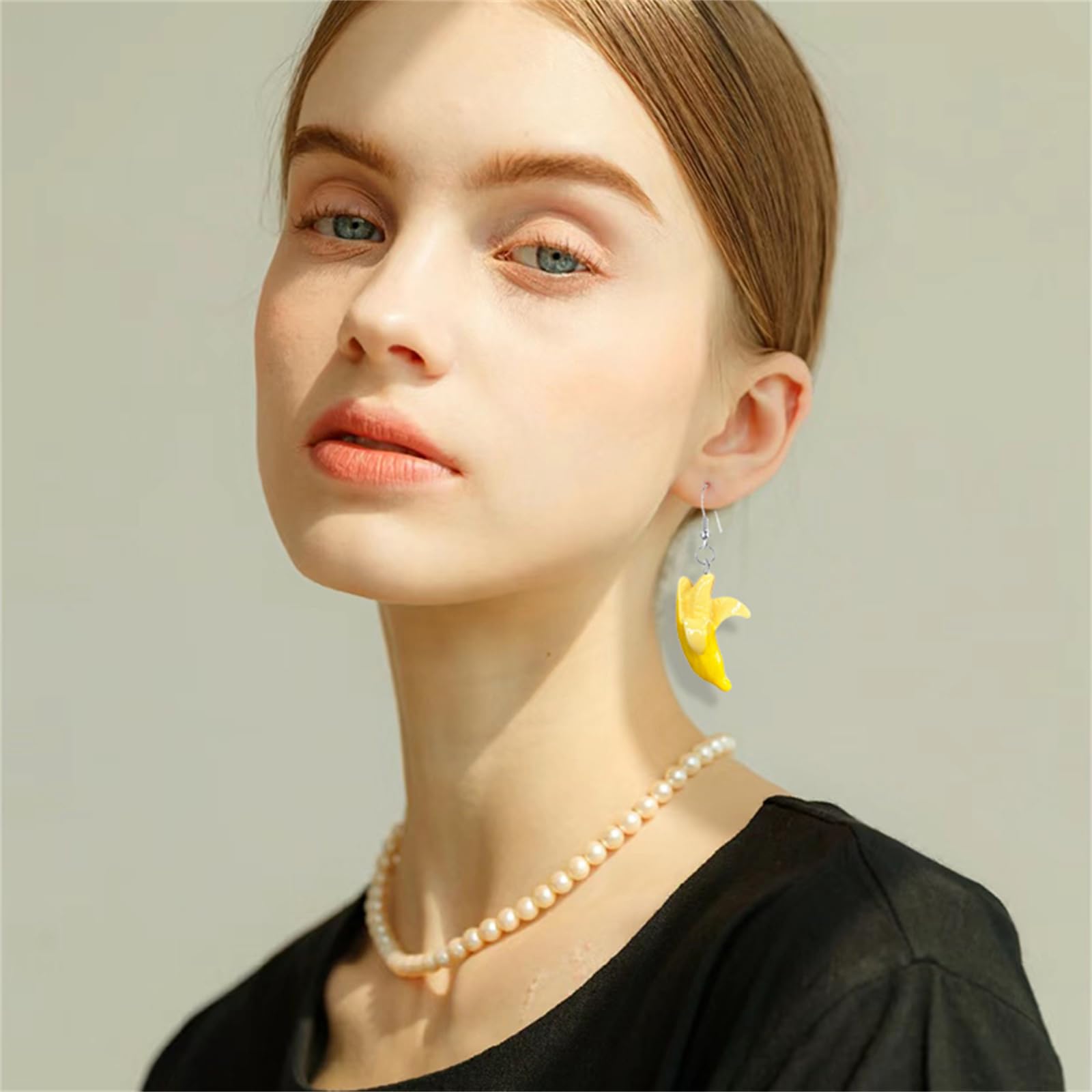Stylish Resin Banana Dangle Earrings for Women - Fashionable Cute Lifelike Peeled Fruit Design, Bohemian Yellow Food Jewelry | Perfect for Summer Outfits, Beach Vacations & Tropical Themed Parties