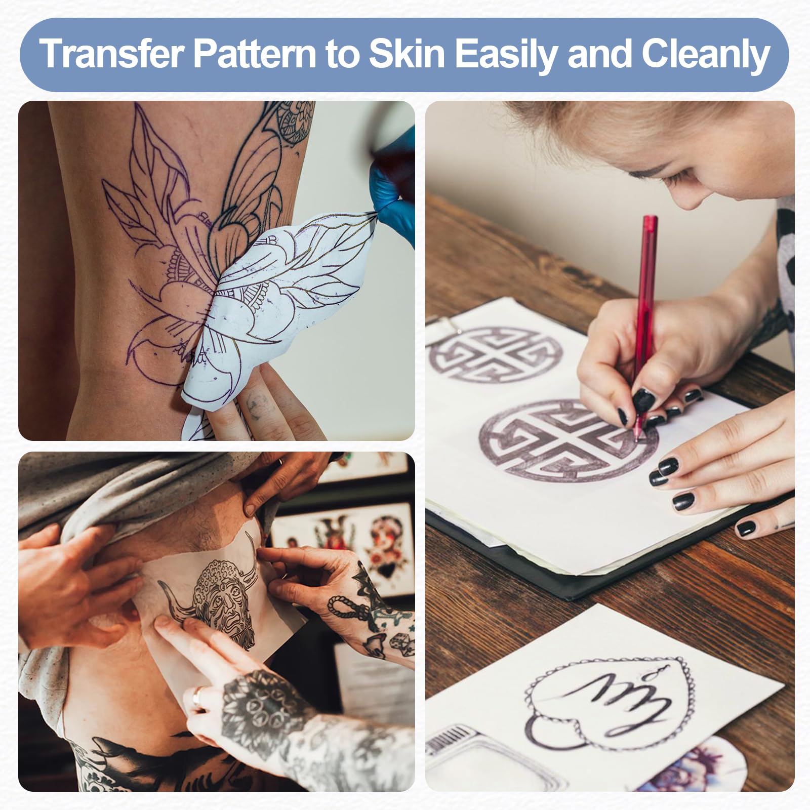 INKCHUN 100 Sheets Tattoo Stencil Transfer Paper - A4 Size Thermal Tattoo Paper for Professional Tattoo Artists | Ideal for Tattoo Design Transfer, Permanent Makeup & Body Art Stenciling