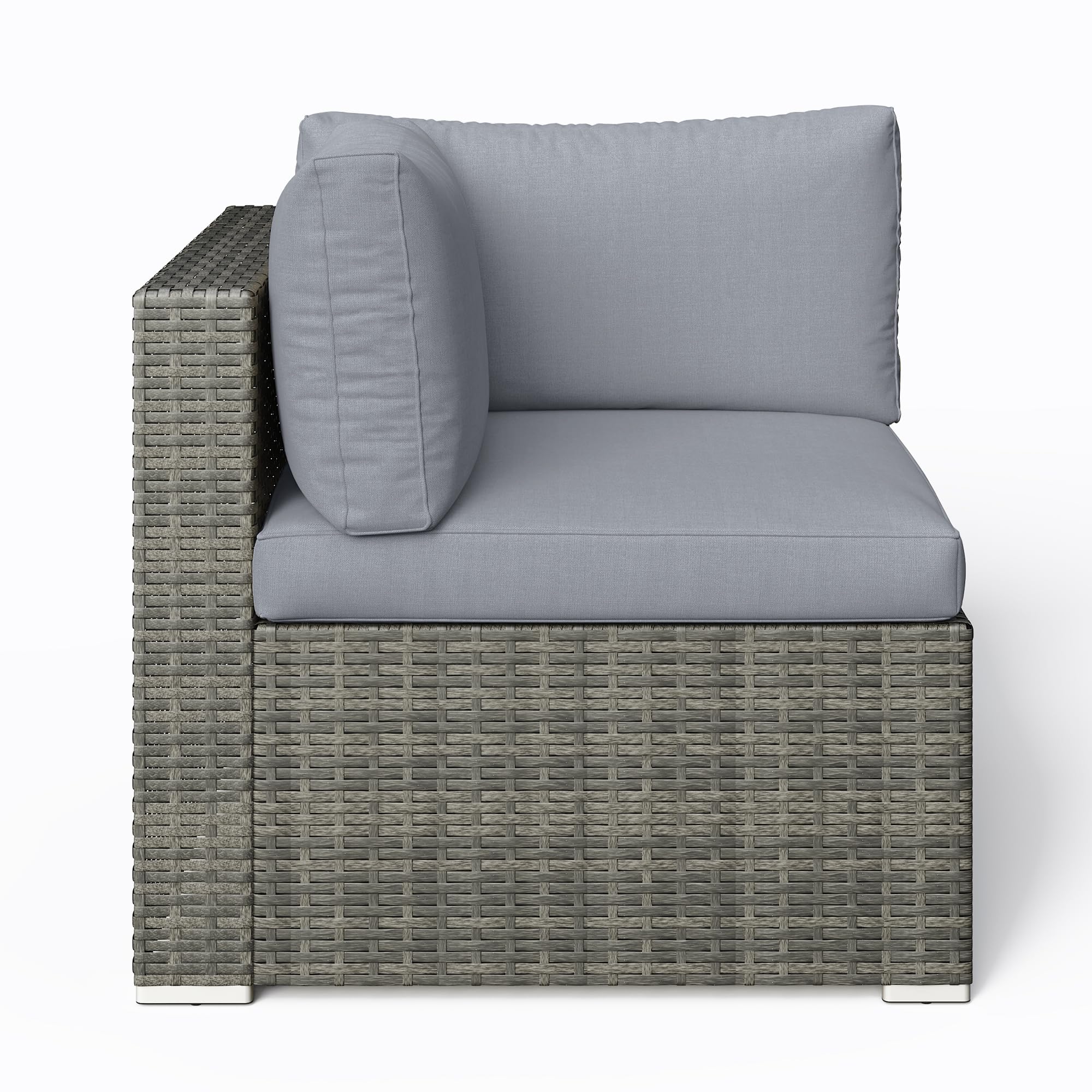 SUNVIVI 7-Piece Outdoor Patio Furniture Set - All-Weather PE Wicker Sofa Couch with Tempered Glass Table & Removable Gray Cushions - Perfect for Backyard, Garden, Poolside and Terrace Relaxation