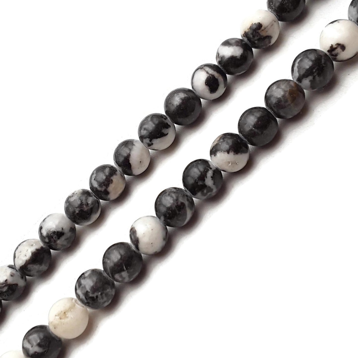 2.0mm Hole Black & White Zebra Jasper Smooth Round Beads - 8mm 15.5 Inch Strand for Jewelry Making, DIY Bracelets & Necklaces - Natural Stone Beads for Crafting, Healing Crystal Gifts