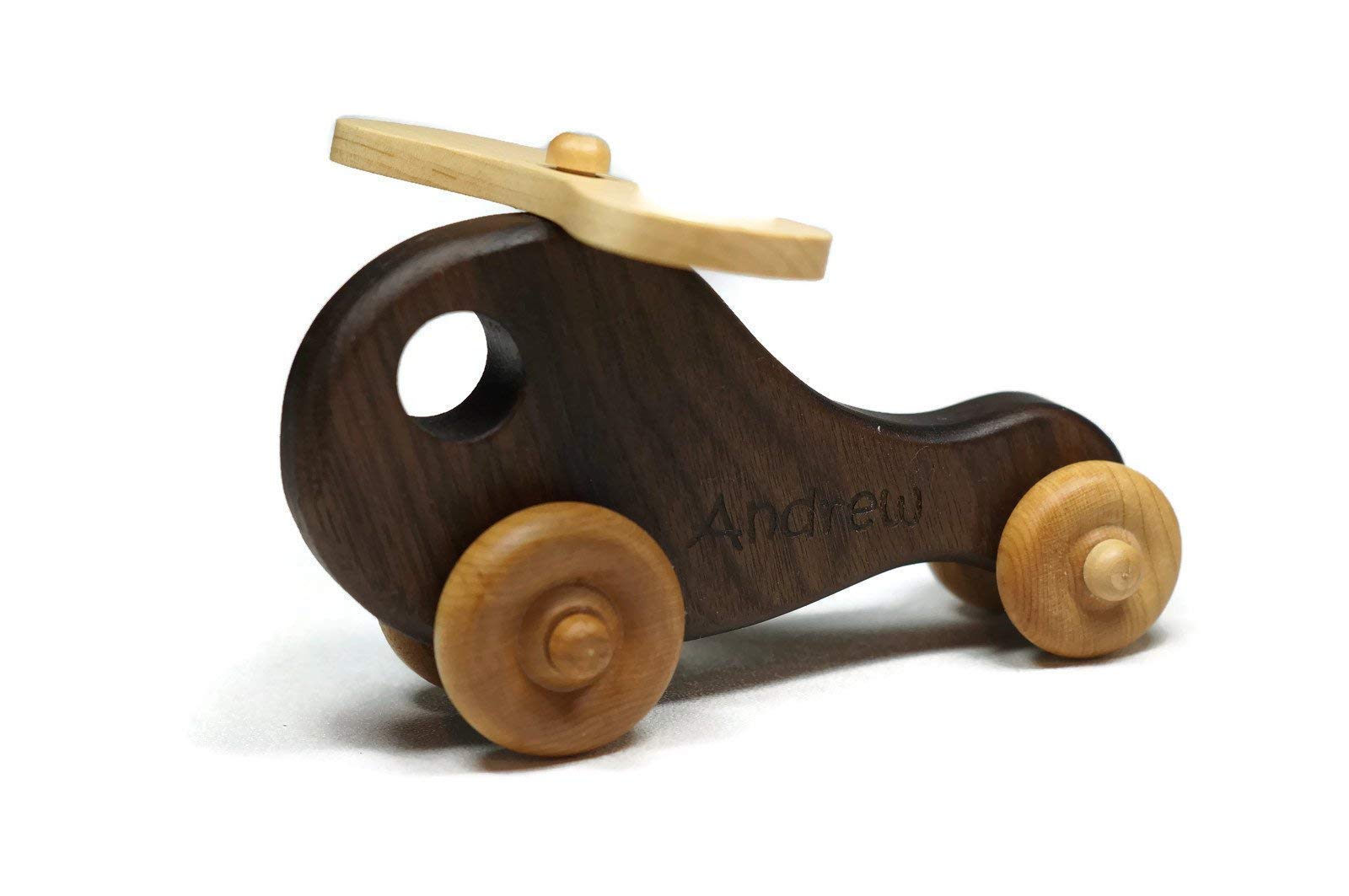 Wooden Toy Helicopter Push Toy for Toddlers - Eco-Friendly Educational Pull Along Toy for Kids - Perfect for Indoor & Outdoor Play, Birthday Gifts, and Early Childhood Development