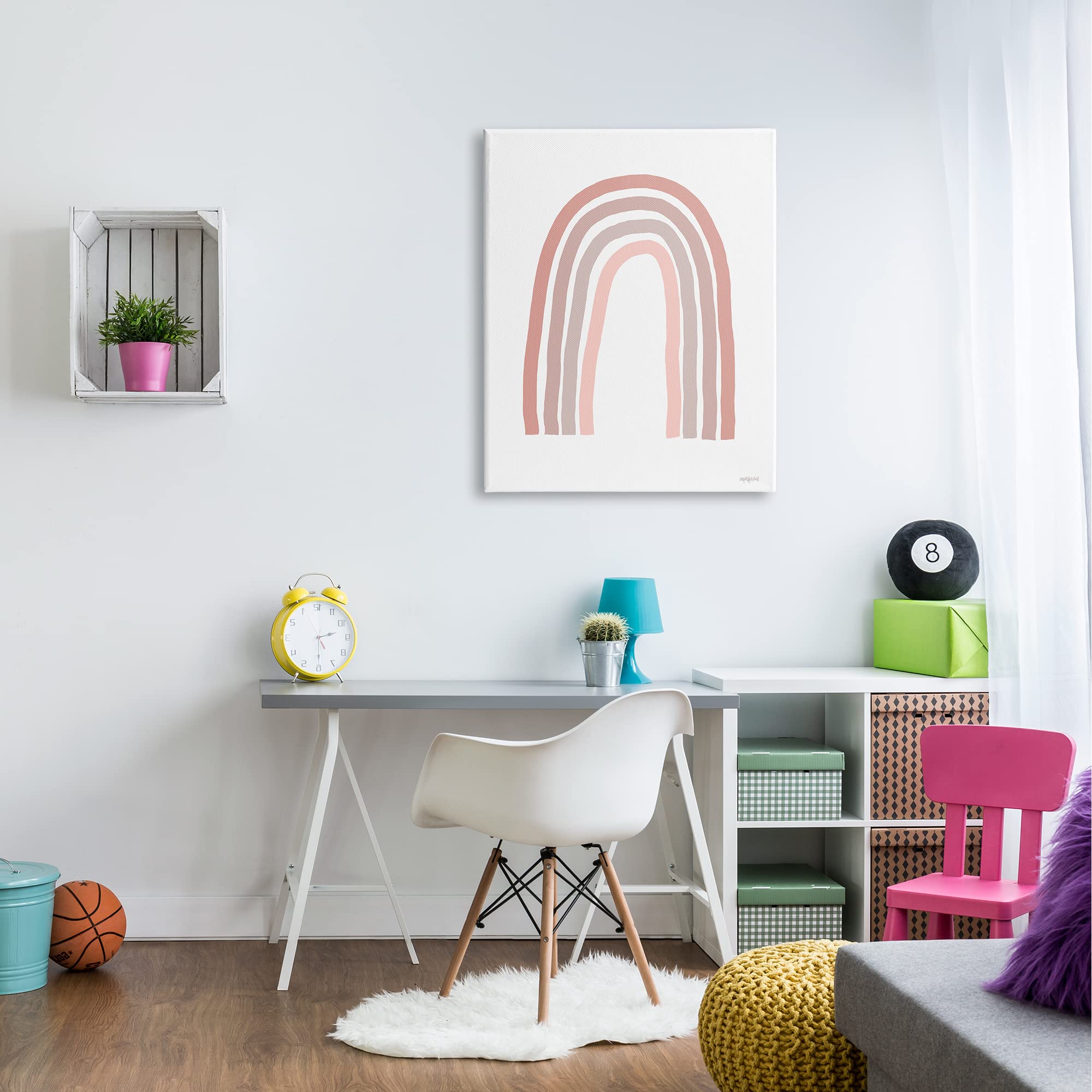 Stupell Industries Minimalist Rainbow Art Print - Pink Pastel Stripes Abstract Drawing by Imperfect Dust - Perfect for Nursery, Bedroom & Boho Home Decor