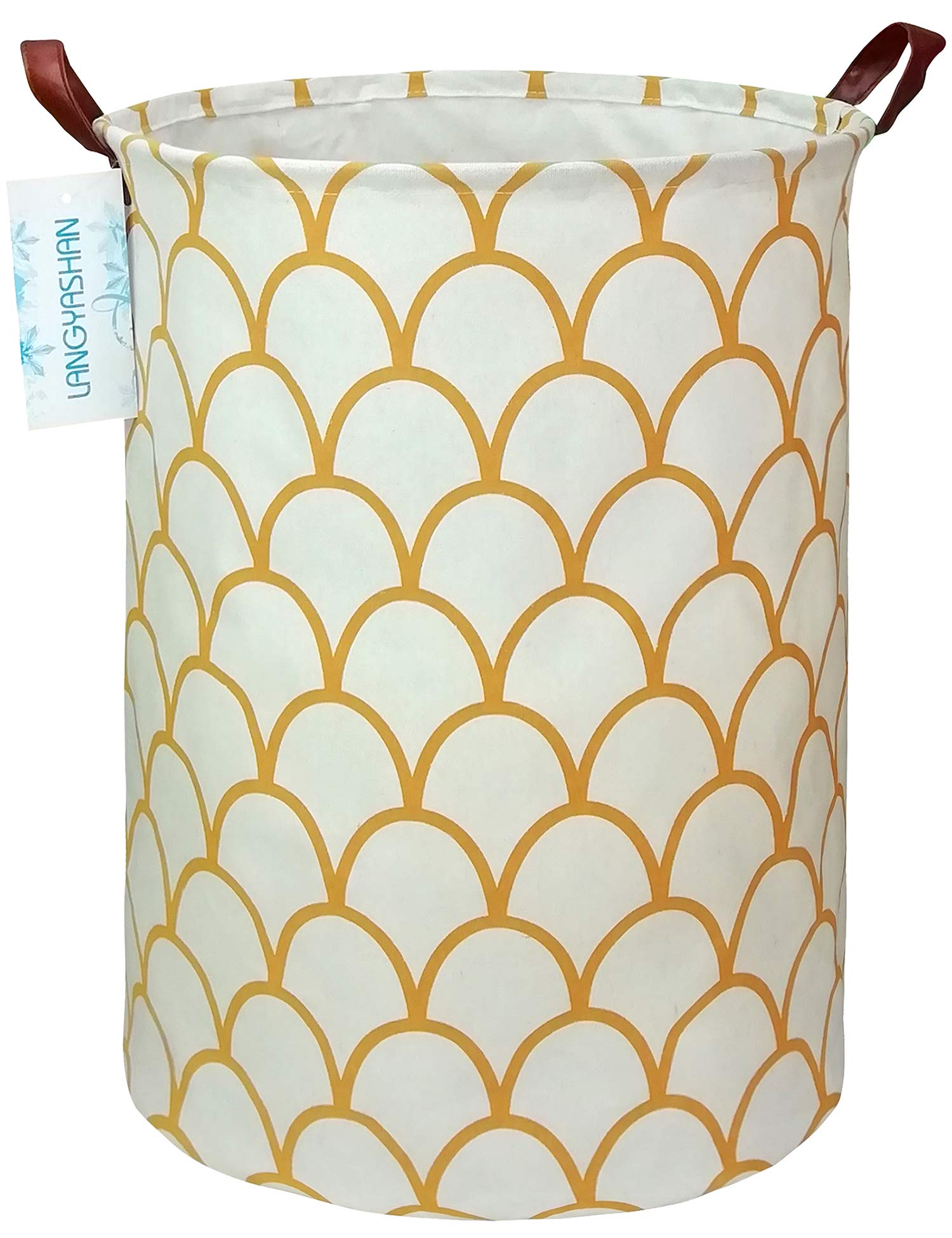 Collapsible Canvas Laundry Basket - Foldable Storage Bin for Clothes, Toys & Nursery Organization - Gold Egg Design - Perfect for Bedroom, Kids Room & Gift Baskets