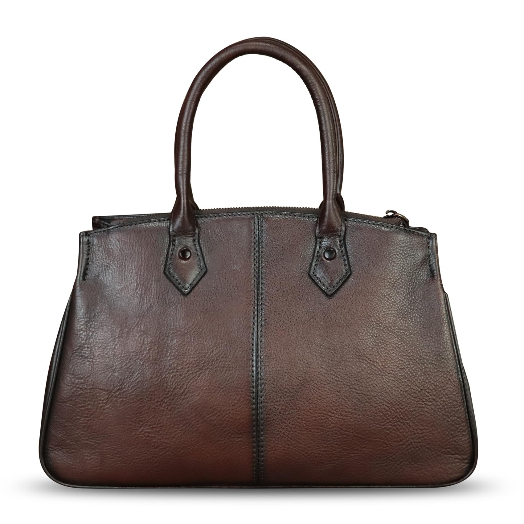 Handmade Genuine Leather Satchel for Women - Hand Painted Top Handle Crossbody Purse & Work Tote Bag - Perfect for Office, Travel & Everyday Use